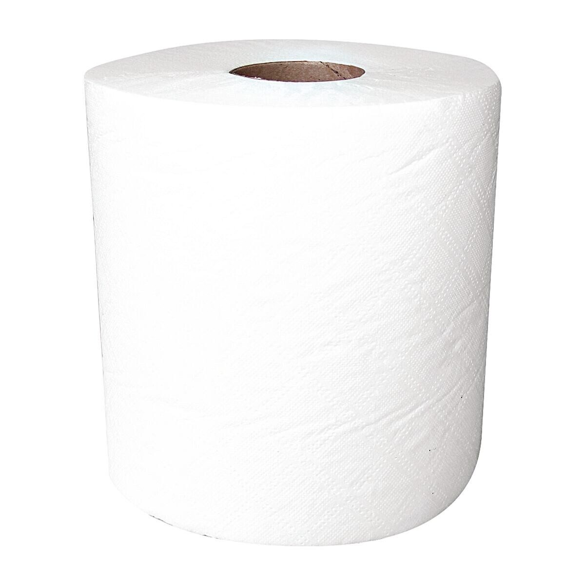 WIPEX Papierhandtuch Handtuchrolle Innenabrollung (6-St), 2-lagig, Zellstoff weiß, 22,4x20,3 cm - 675 Blatt/Rolle