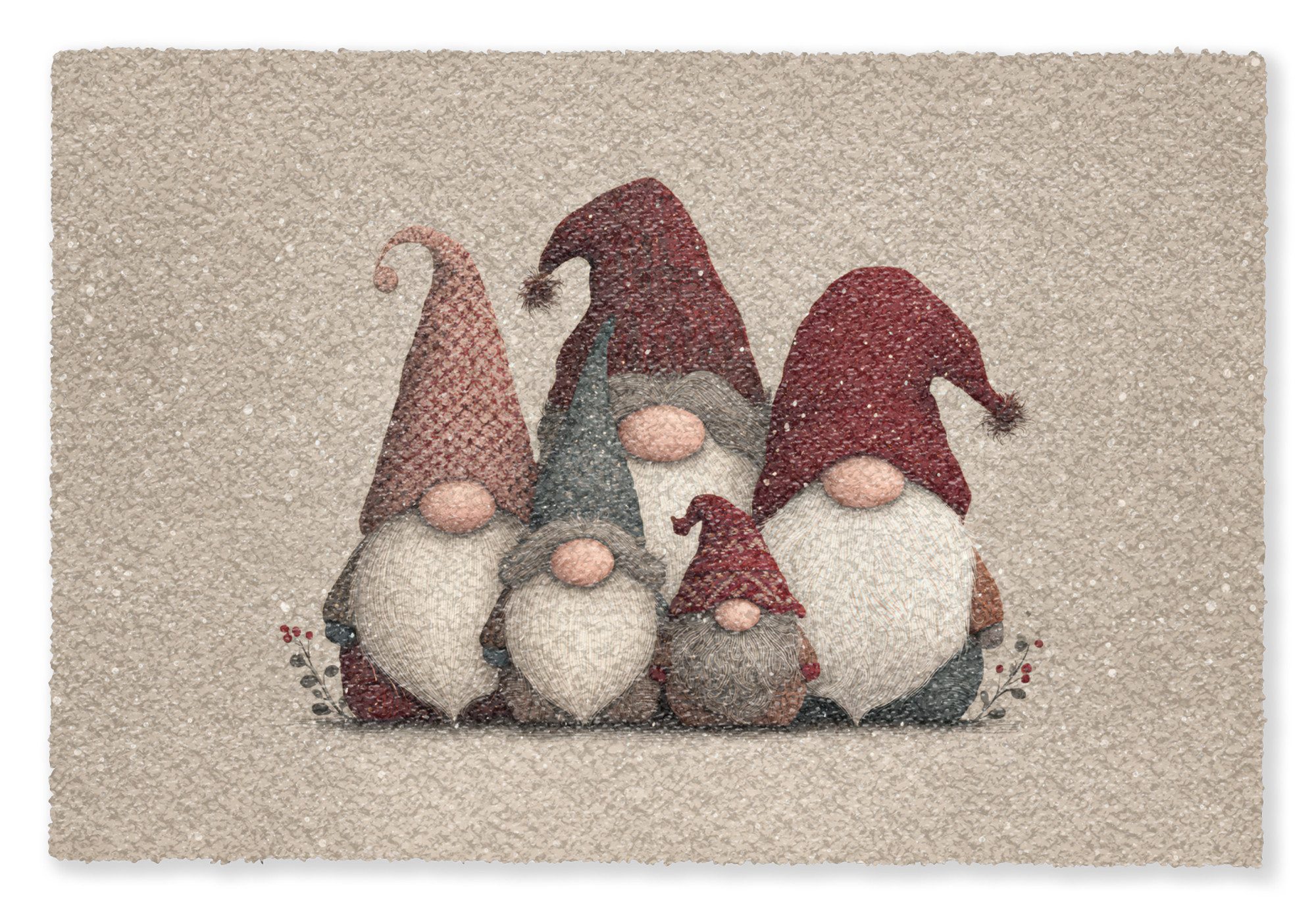 MuchoWow Fußmatte Wichtel - Weihnachten - Schnee - Zipfelmützen, Rechteckig günstig online kaufen