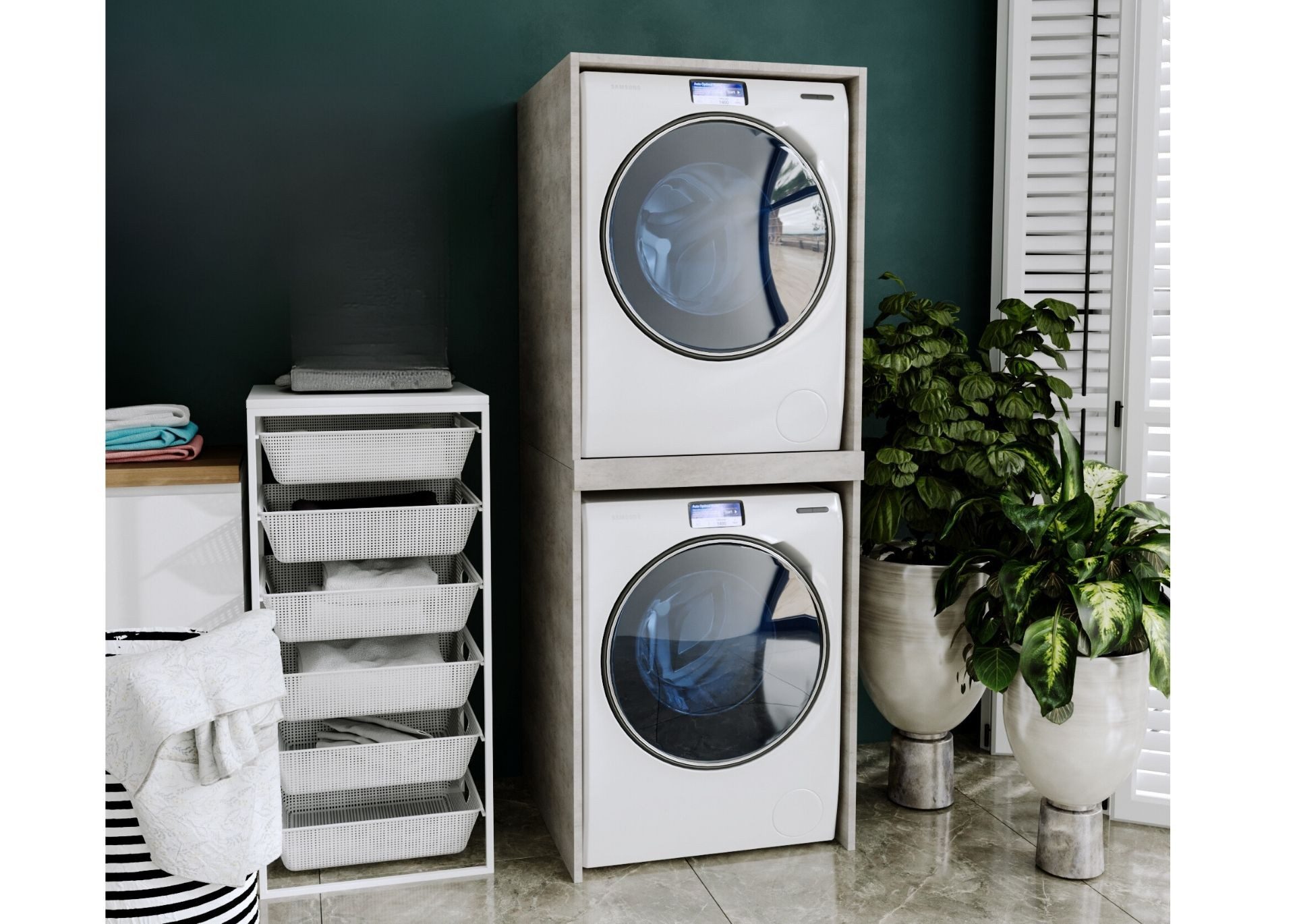 Raumhirsch Furniture Waschmaschinenumbauschrank für zwei Geräte – stabiler günstig online kaufen