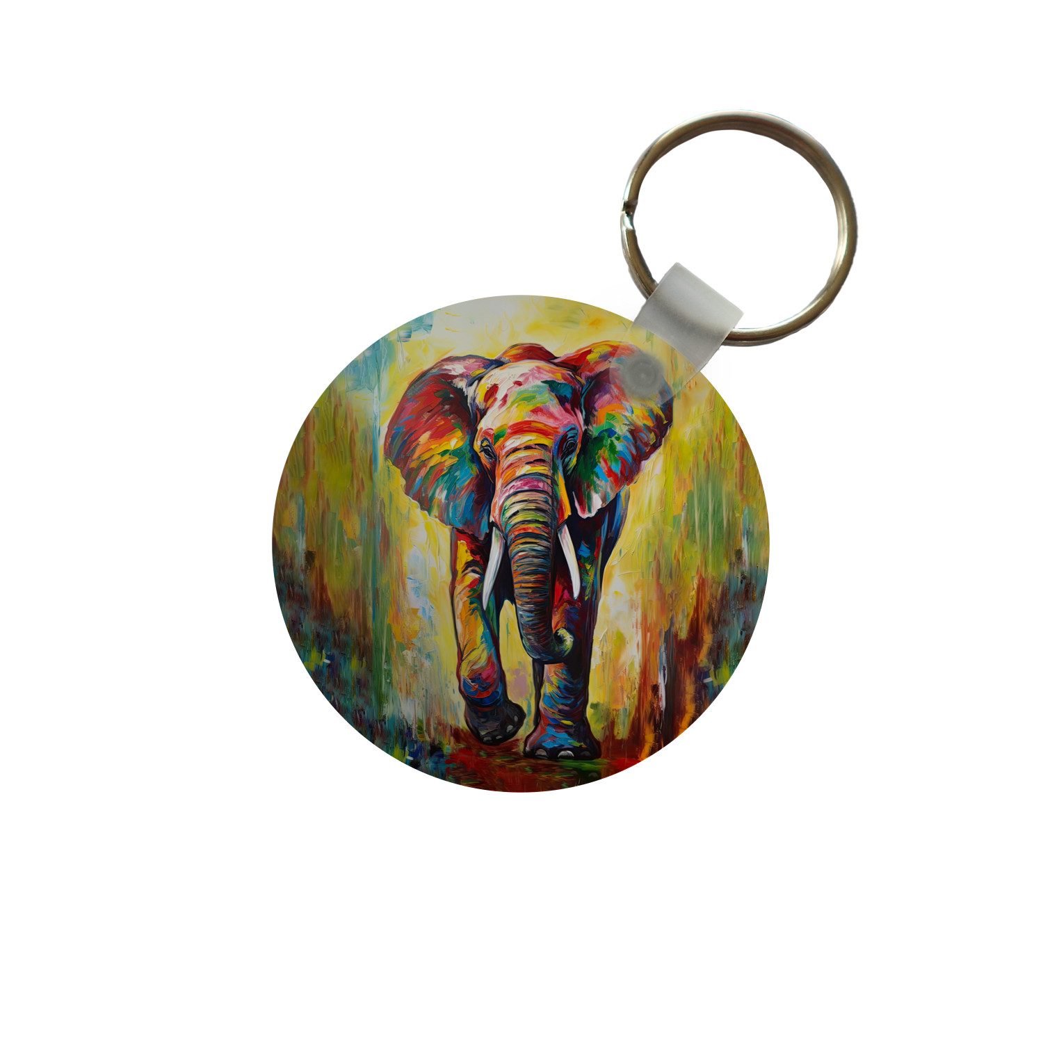 Schlüsselanhänger Elefant - Kunst - Malerei - Tiere - Regenbogen
