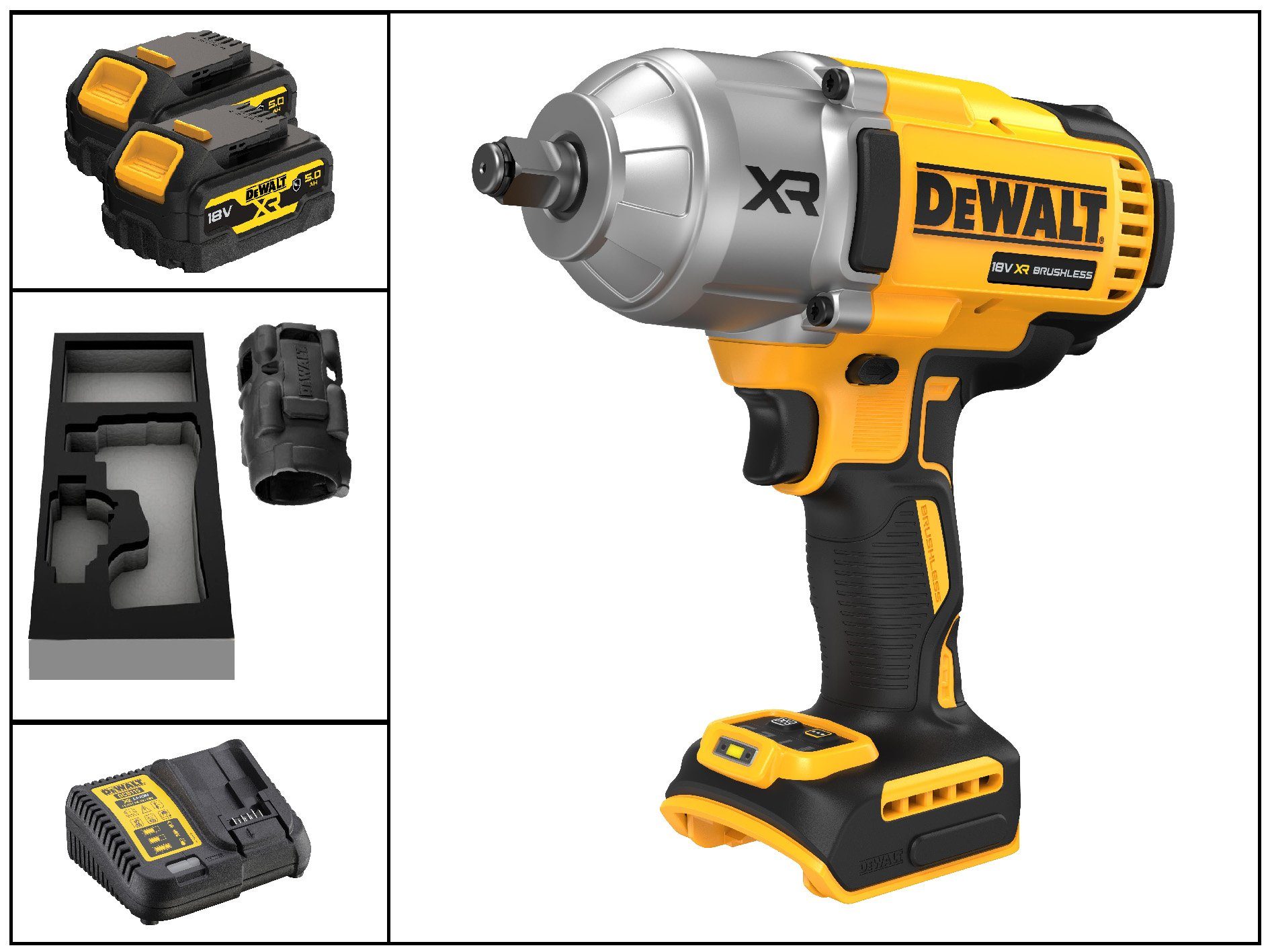 DCF900P2G-QW Volt, 2x DeWalt 2300,00 inkl. 18 Nm, 5Ah 1396,00 Akku, U/min, (bürstenlos) Akku-Schlagschrauber Schnellladegerät