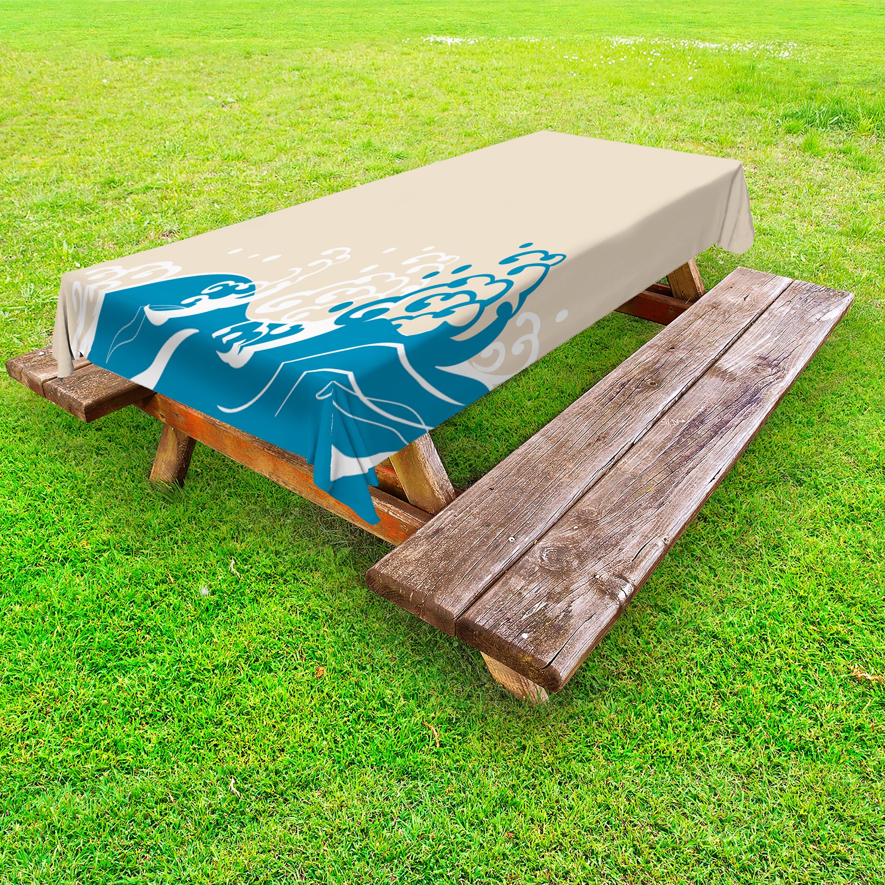 Ozean Sommer Exotische dekorative waschbare Tsunami Picknick-Tischdecke, Einfacher Tischdecke Abakuhaus