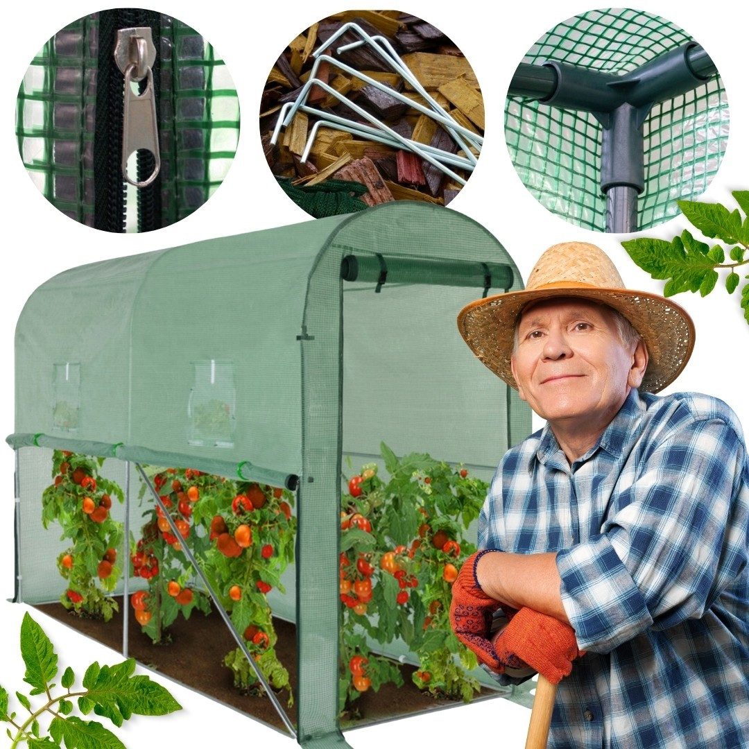 Sarcia.eu Gewächshaus Gartengewächshaus für Tomaten mit zusätzlicher Belüftung 3x1x2 m grün | Rabatt: 15%