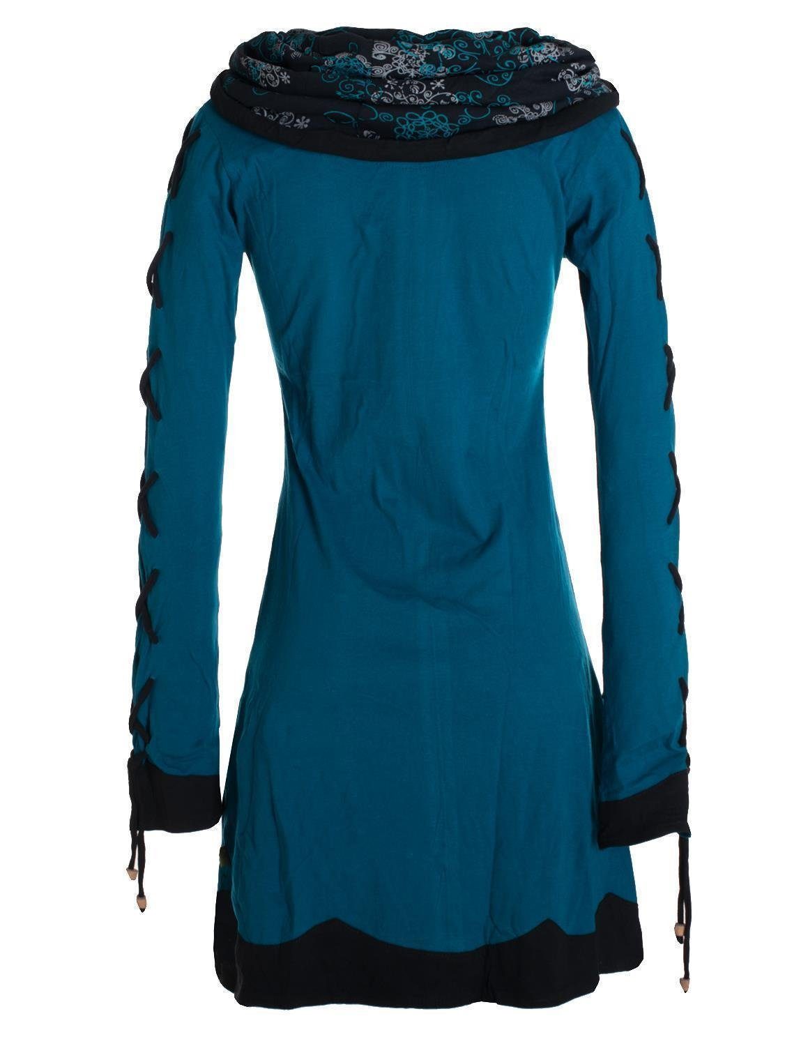 Vishes Jerseykleid Blumenkleid Langarm-Shirtkleid mit Schalkragen günstig online kaufen