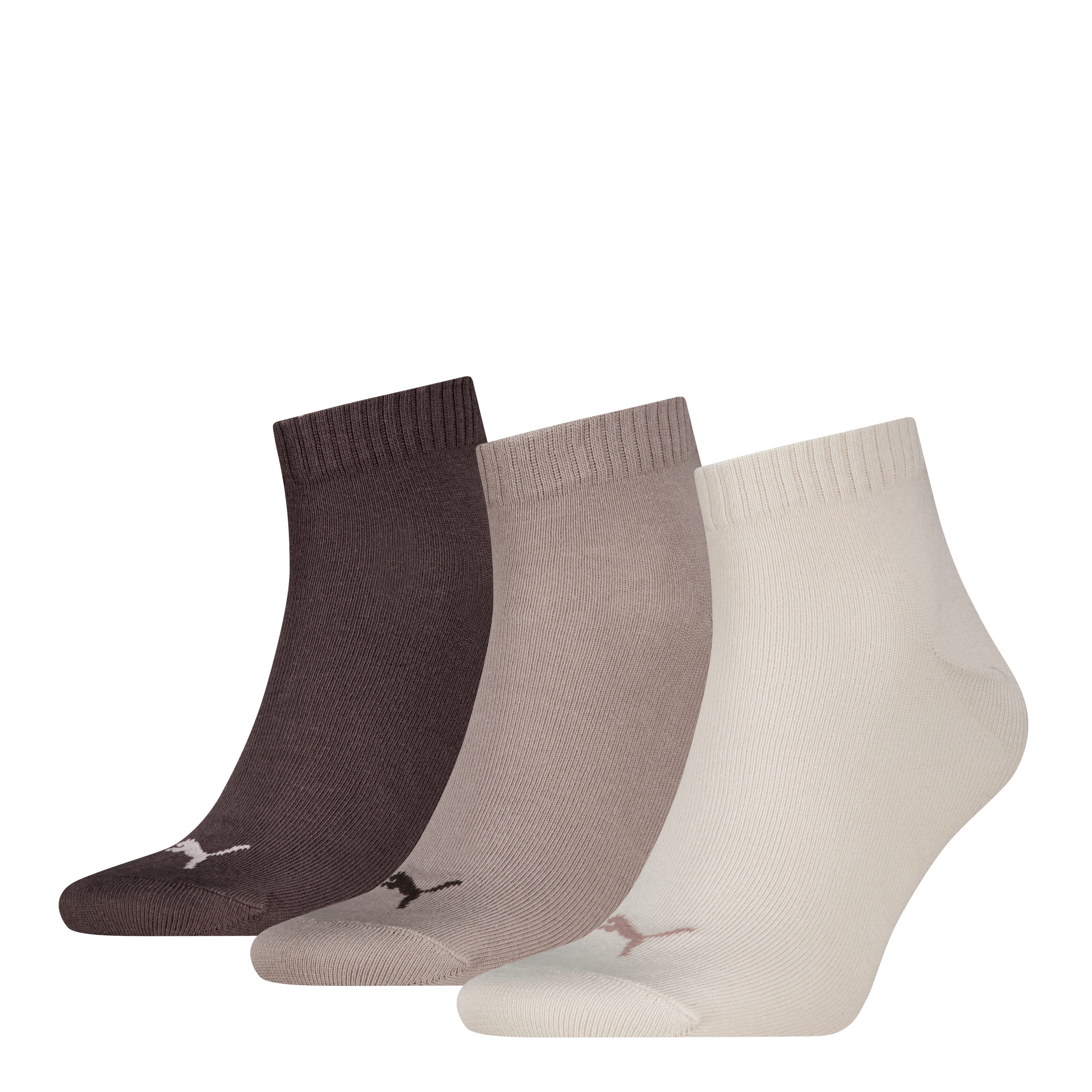PUMA Kurzsocken PUMA UNISEX QUARTER PLAIN 3P (3-Paar, 3 Paar) Atmungsaktiv, Rippenbündchen, weiche Baumwollmischung