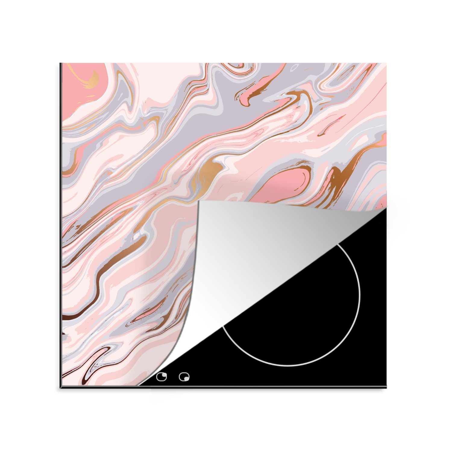 Pastell - Arbeitsplatte Abstrakt 78x78 Herdblende-/Abdeckplatte MuchoWow Muster, tlg), cm, Marmor Vinyl, (1 für Ceranfeldabdeckung, küche - -