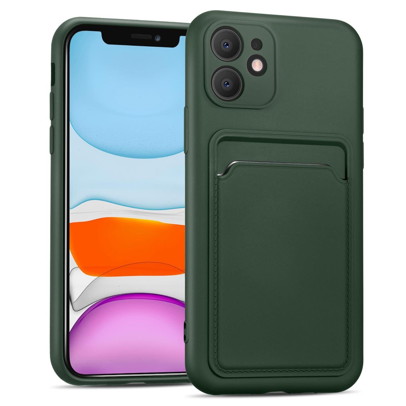 CoolGadget Handyhülle Schutzhülle mit Kartenfach für Apple iPhone 11 6,1 Zoll, Silikon Case Slim TPU Cover Tasche mit Aufbewahrung EC Karte Ausweis