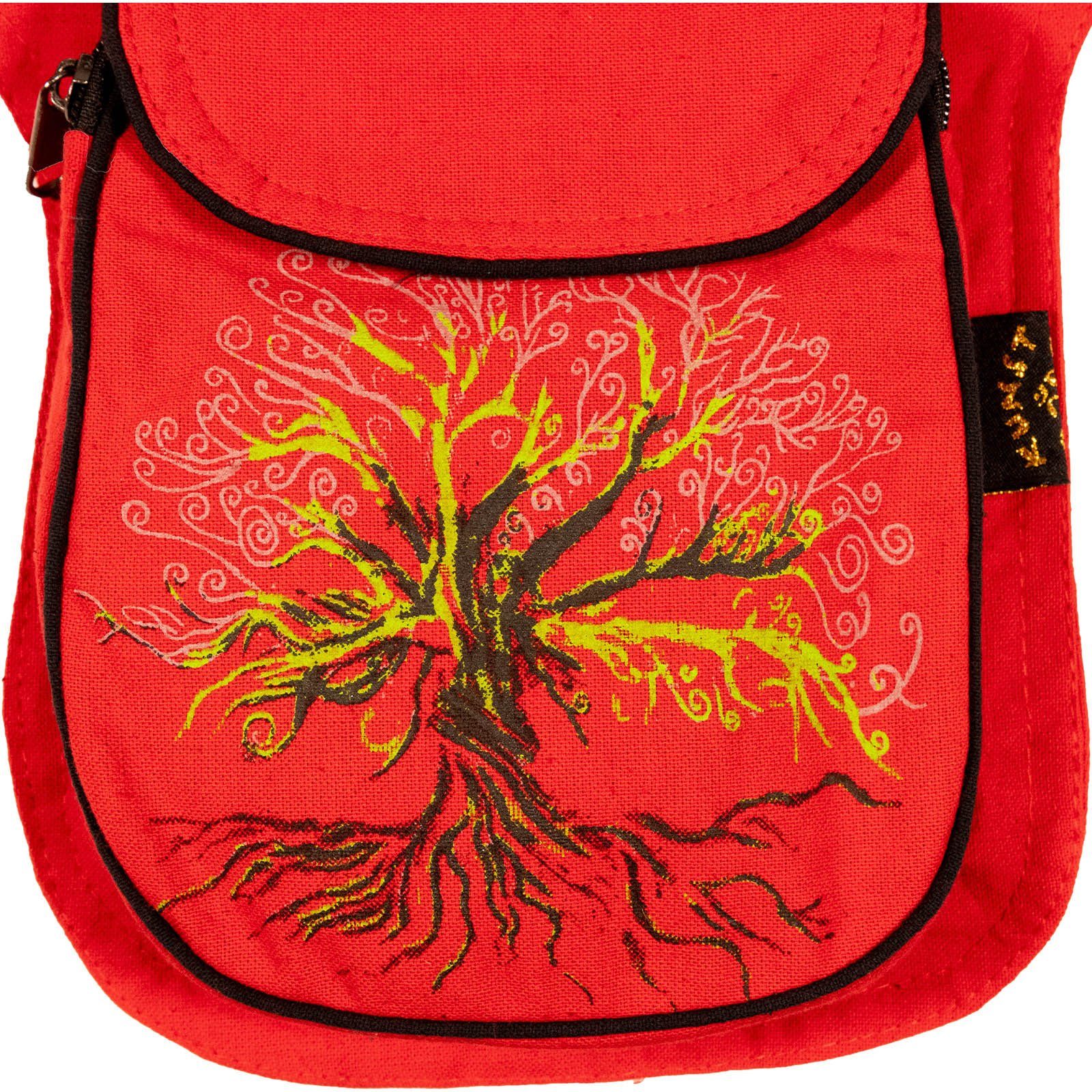 Festivaltasche KUNST Lebensbaum Gürteltasche Sidebag MAGIE Hüfttasche UND Bauchtasche Bauchtasche Rot