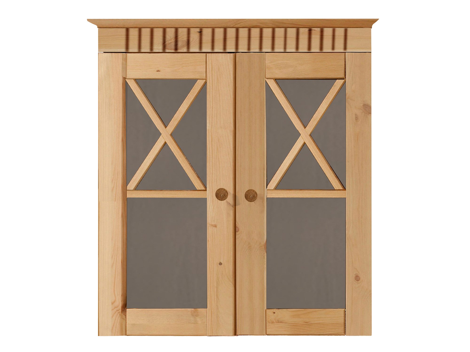 loft24 Hängeschrank Rico - Küchenschrank Wandschrank Badschrank Küche Schrank Badmöbel 2 Glastüren, Landhaus Stil, Kiefer Massivholz, FSC