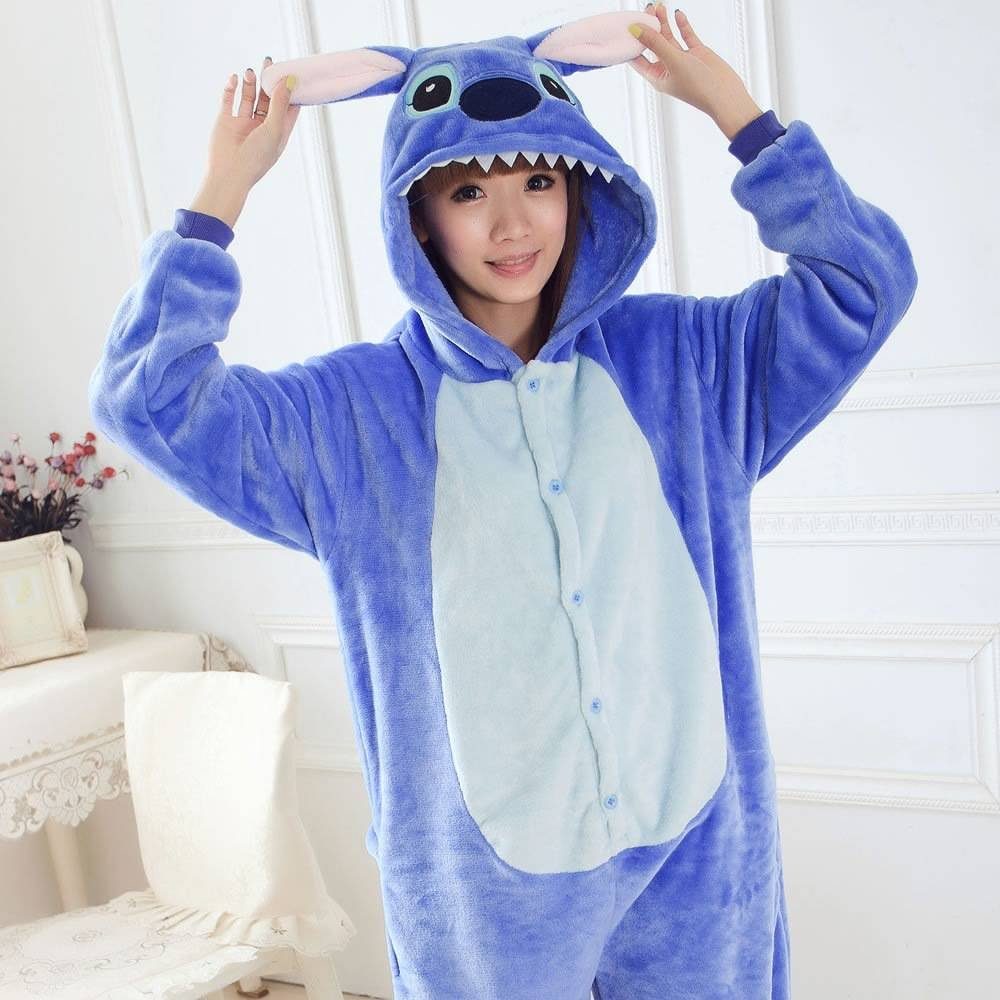 Katara Partyanzug Fantasy Figuren Jumpsuit Kostüm Erwachsene S-XL, Karneval - Kostüm, Kigurumi - Lilo & Stitch blau L (165-175cm)