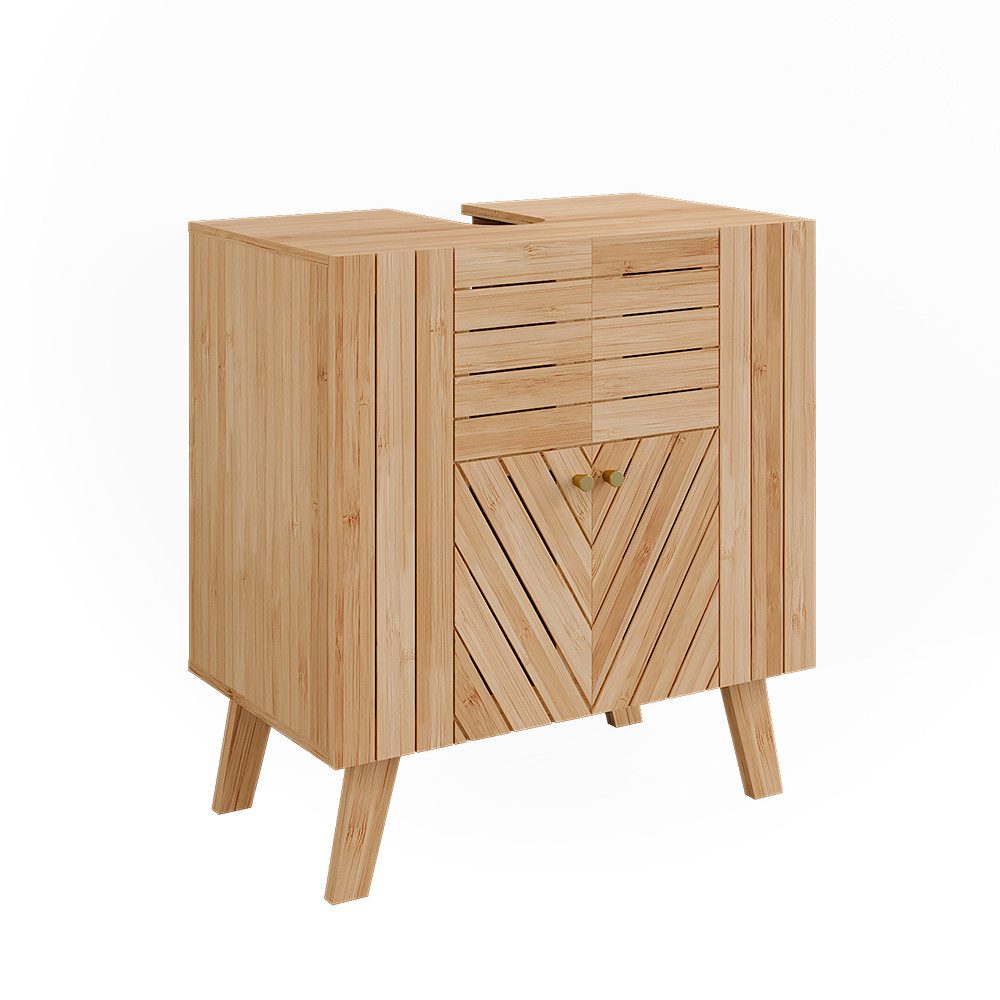 Vicco Waschbeckenunterschrank Lucie, Bambus, 60 x 65 cm mit 2 Türen (1-St)