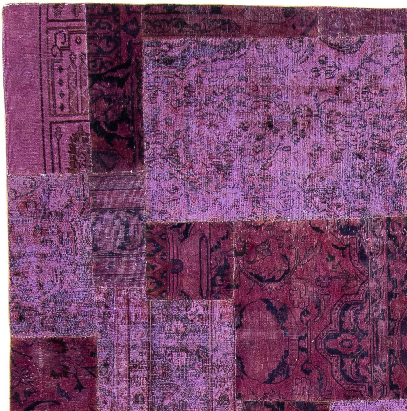 Teppich Patchwork - 356 x Einzelstück morgenland, Wohnzimmer, Handgeknüpft, 260 - cm Zertifikat rechteckig, mit mehrfarbig, 7 mm, Höhe