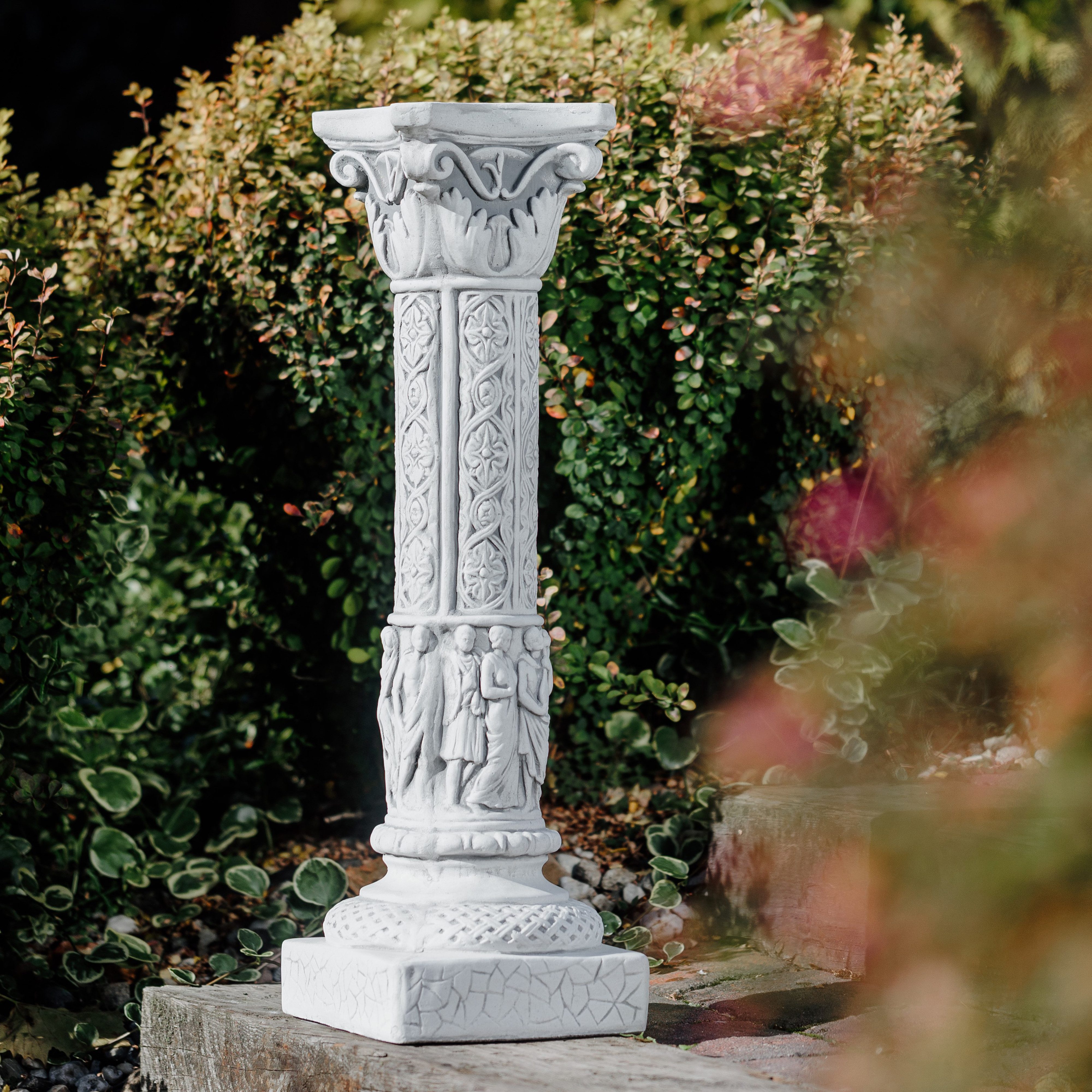 gartendekoparadies.de Gartensockel Säule im griechisch-römischen Stil, Steinsockel, H. 75 cm, G. 32 kg, Frostsicher