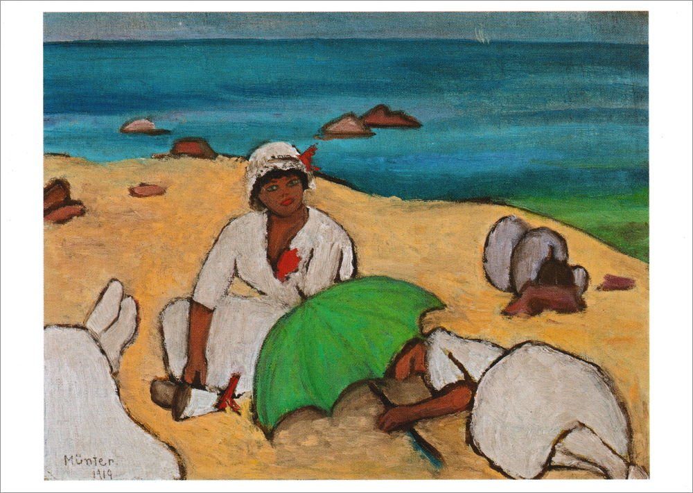 Postkarte Kunstkarte Gabriele Münter "Am Strand"