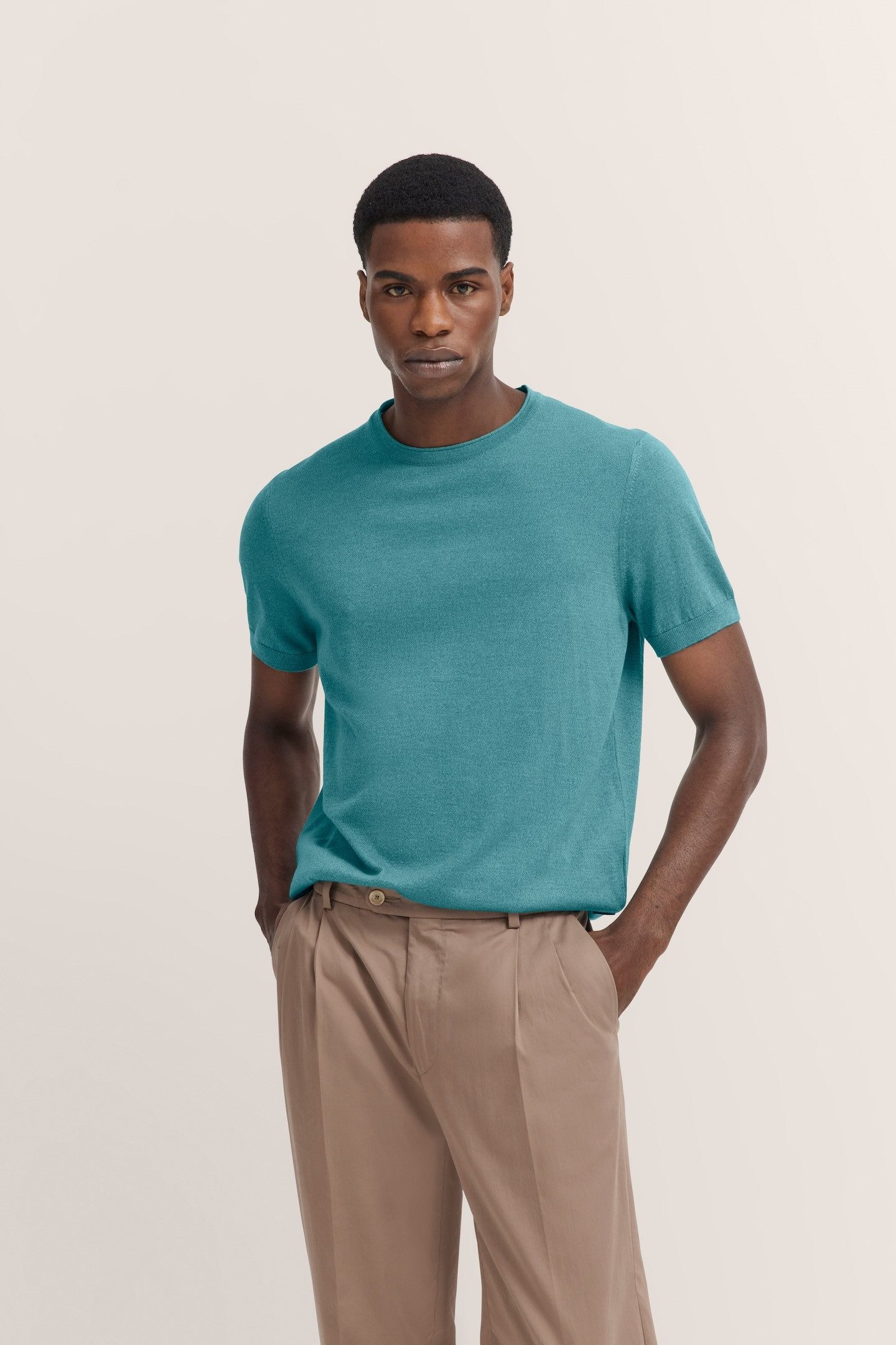 bugatti T-Shirt mit Rippenbündchen