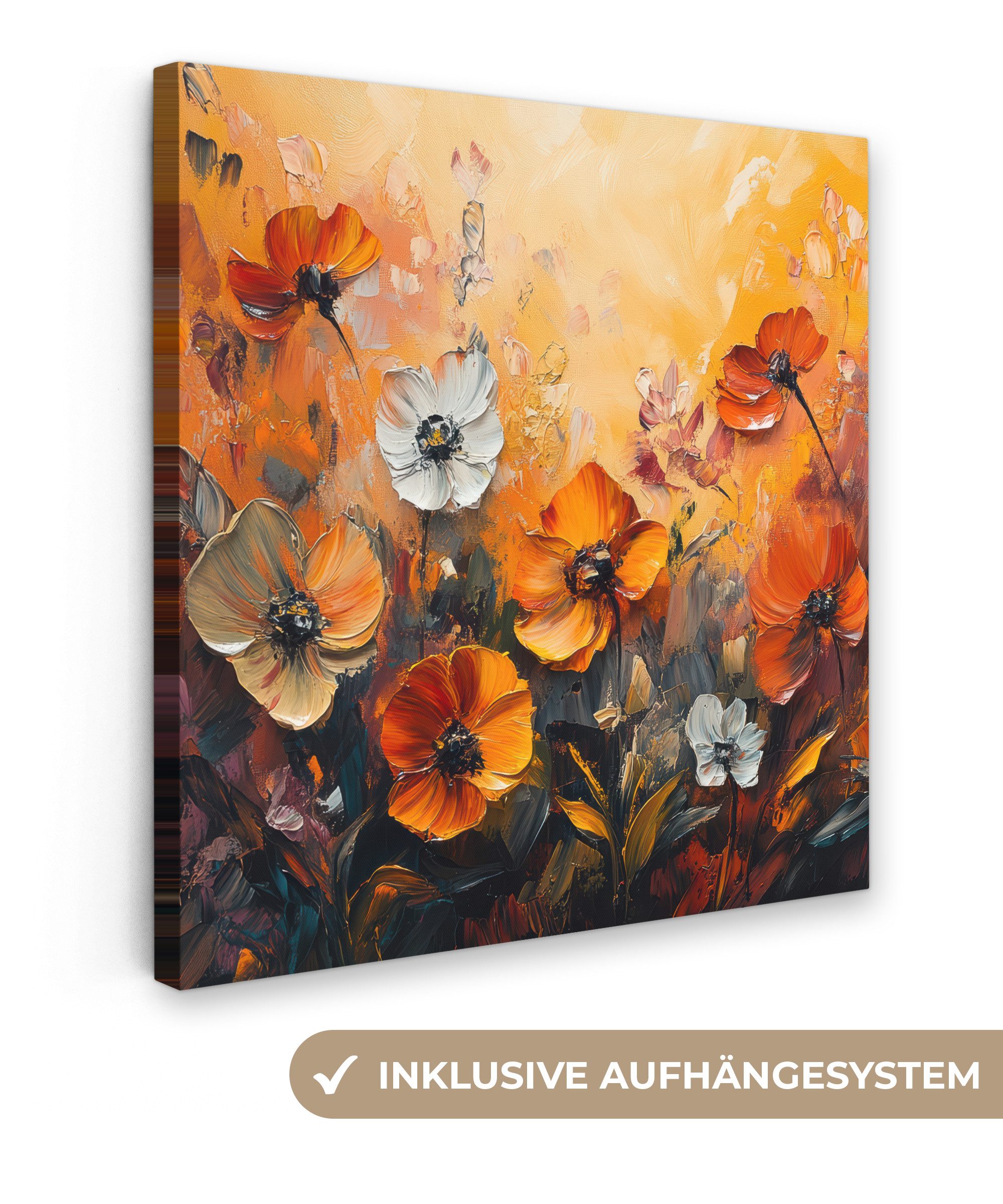 OneMillionCanvasses® Leinwandbild Blumen - Abstrakt - Herbstfarben - Modern günstig online kaufen