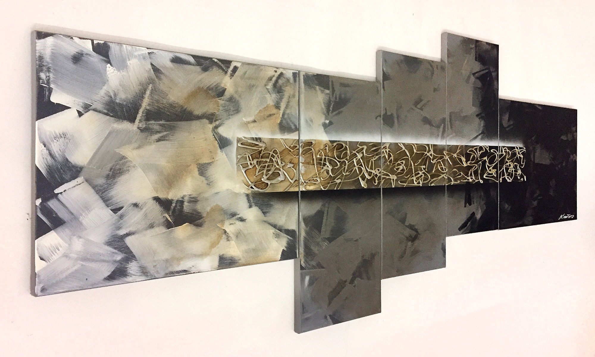 WandbilderXXL XXL-Wandbild Mystic Signs 210 x 90 cm, Abstraktes Gemälde, handgemaltes Unikat