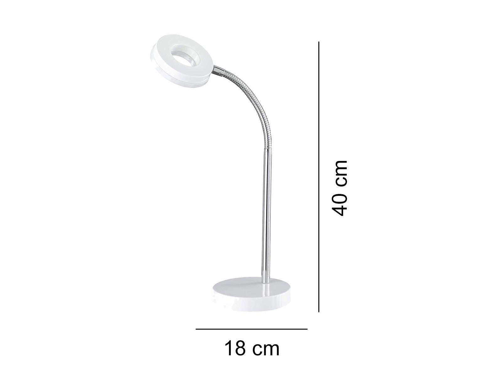 Schreibtischlampe, LED Arbeitsplatz-leuchte fest Set Weiß, Leselampe Bett LED 40cm Warmweiß, integriert, Höhe 2er Nachttisch meineWunschleuchte