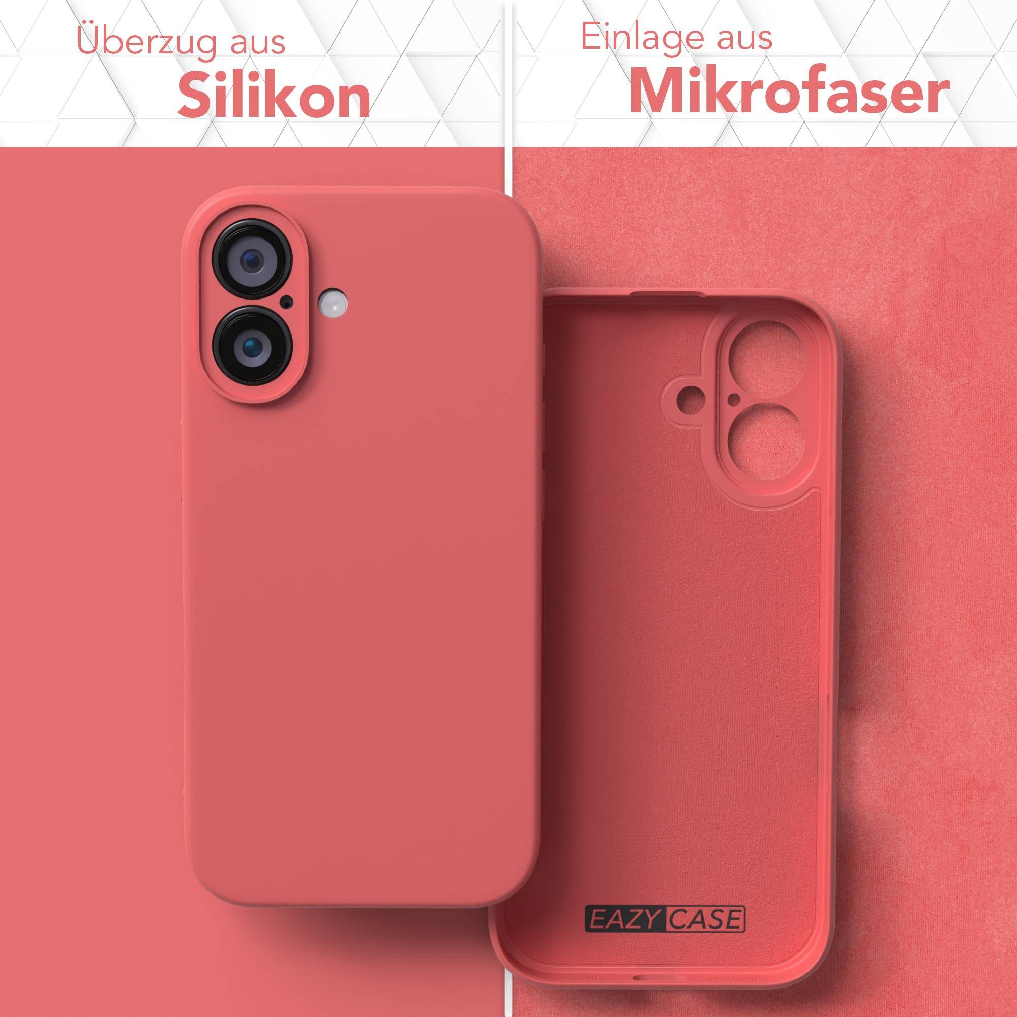 EAZY CASE Handyhülle für Apple iPhone 16 Hülle Silikon 6,1 Zoll, Schutzhülle mit Kameraschutz stoßfest Telefonhülle Matt Rot / Hellrot
