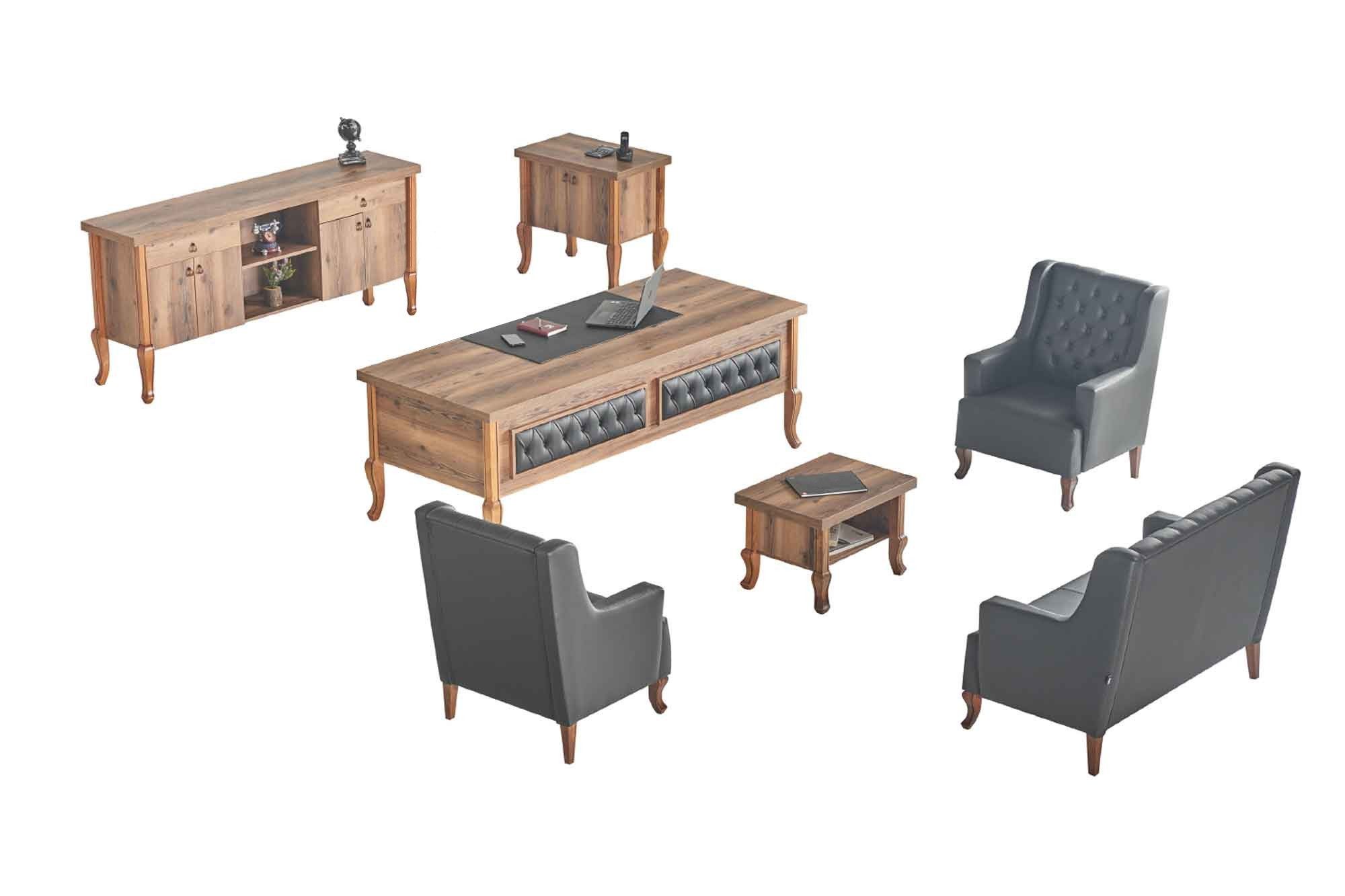Xlmoebel Büromöbel-Set Chefsessel und Sofa-Set aus Leder für klassische Büroeinrichtung, Made in Europa
