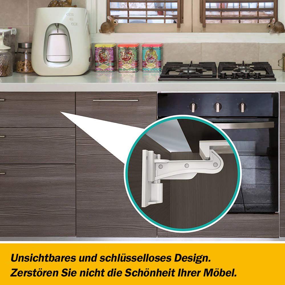 TUWENA Kindersicherung 12 Pack Kindersicherung Schrank, Unsichtbare Schranksicherung, Montage Ohne Bohren Und Schrauben, Schubladen Und Küchen Schranktüren