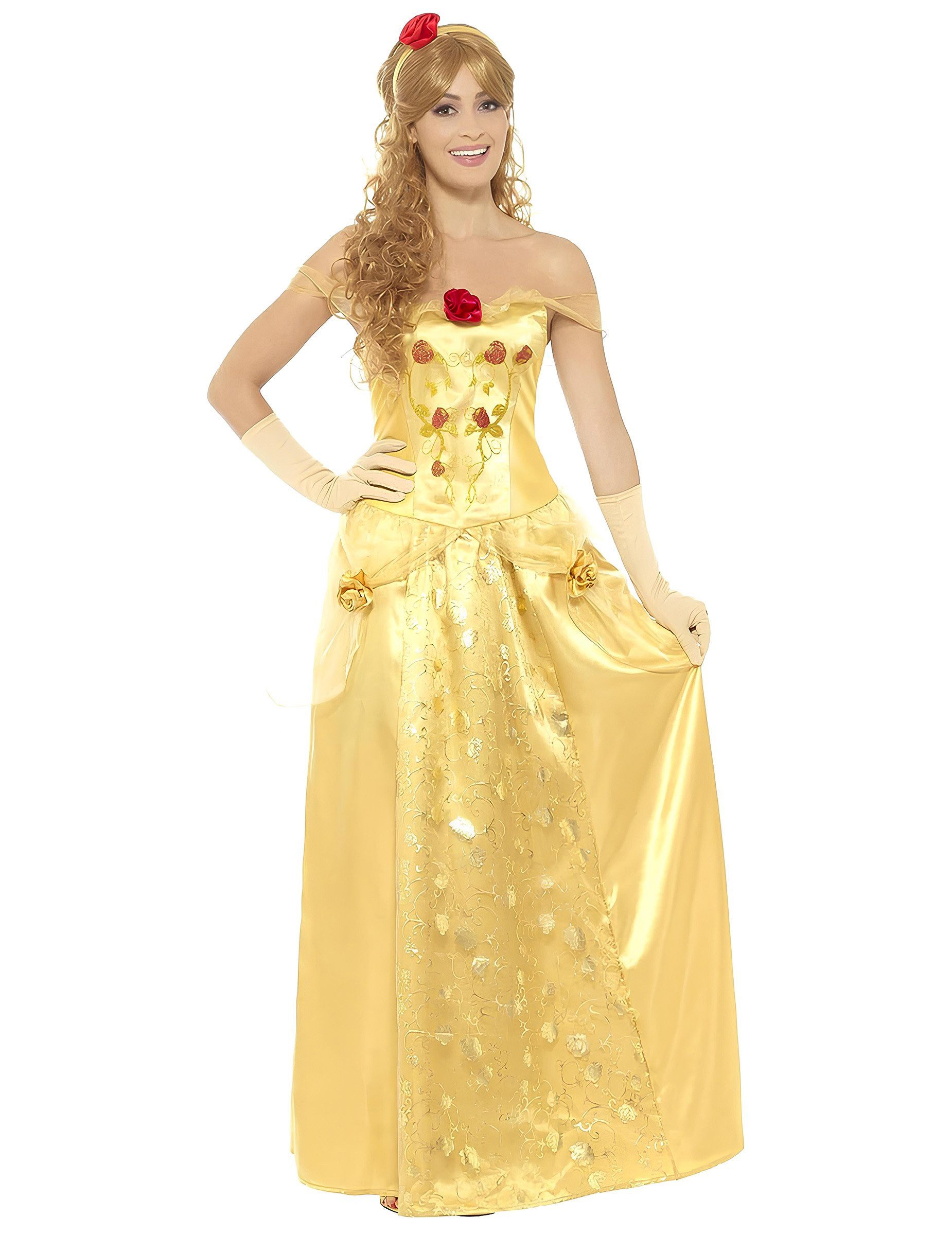 Smiffys Prinzessin-Kostüm Langes Prinzessinnenkleid für Damen gelb