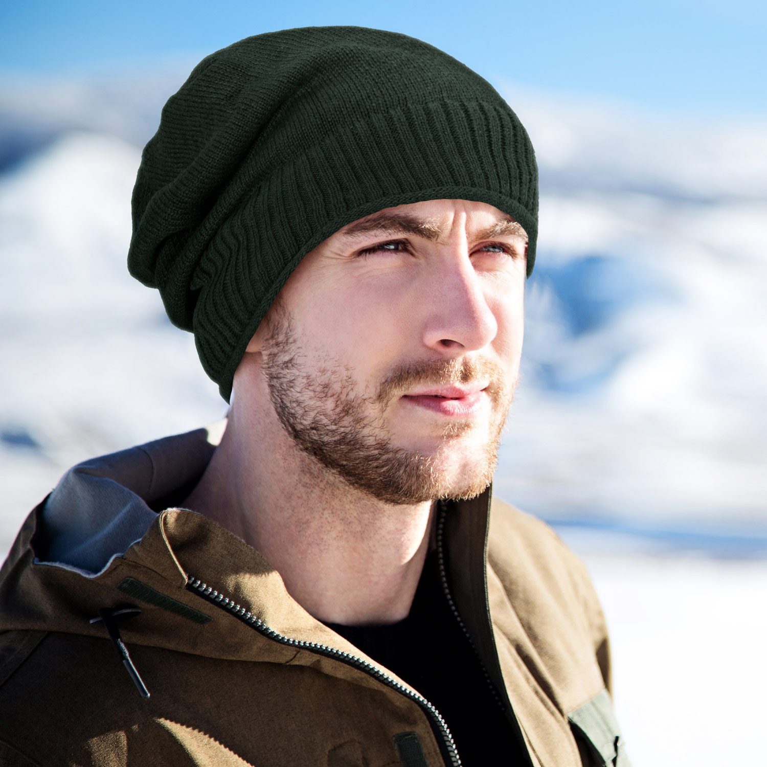 compagno Strickmütze (1-St) Gefütterte Wintermütze für Herren und Damen Mütze Beanie Haube