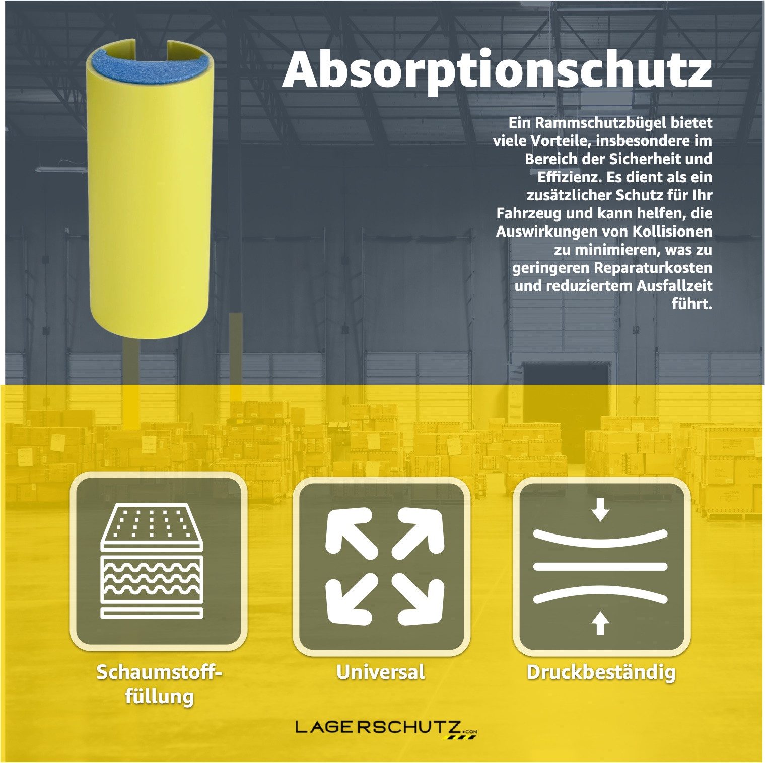 TK Gruppe Schutzpolster Rahmenschutz Anfahrschutz für Regale Hartplastik Eckschutz Lagerschutz (Stück, 1 St., 1x Rahmenschutz), leichte und schnelle Installation / optimale Sichtbarkeit
