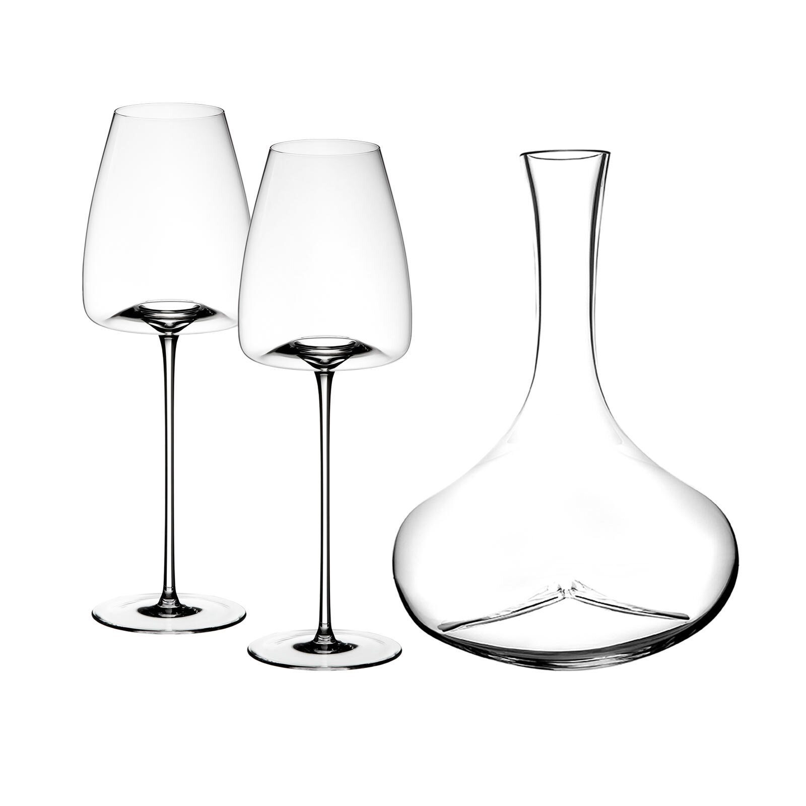 ZIEHER Glas Vision Straight Weingläser + Dekanter, Pebble + Glas