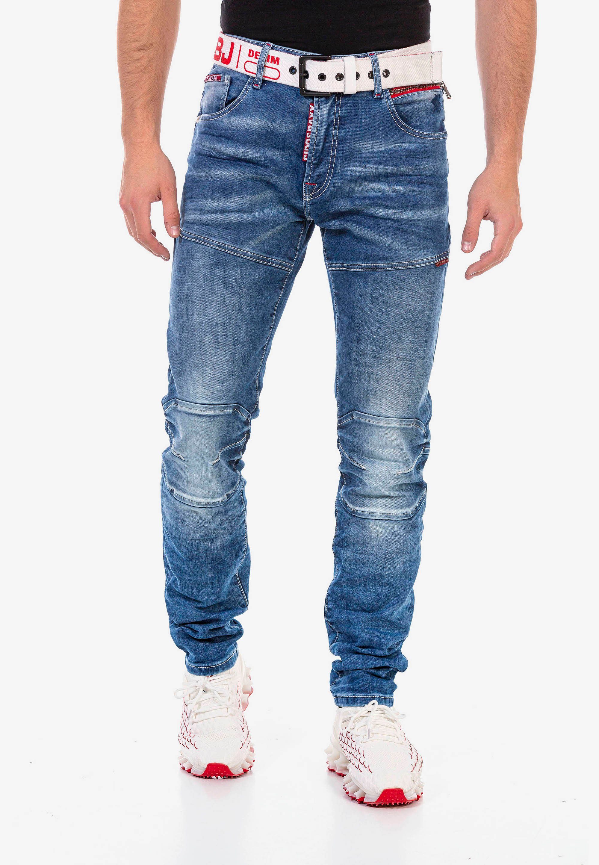 Cipo Baxx mit & Ziernähten trendigen Straight-Jeans