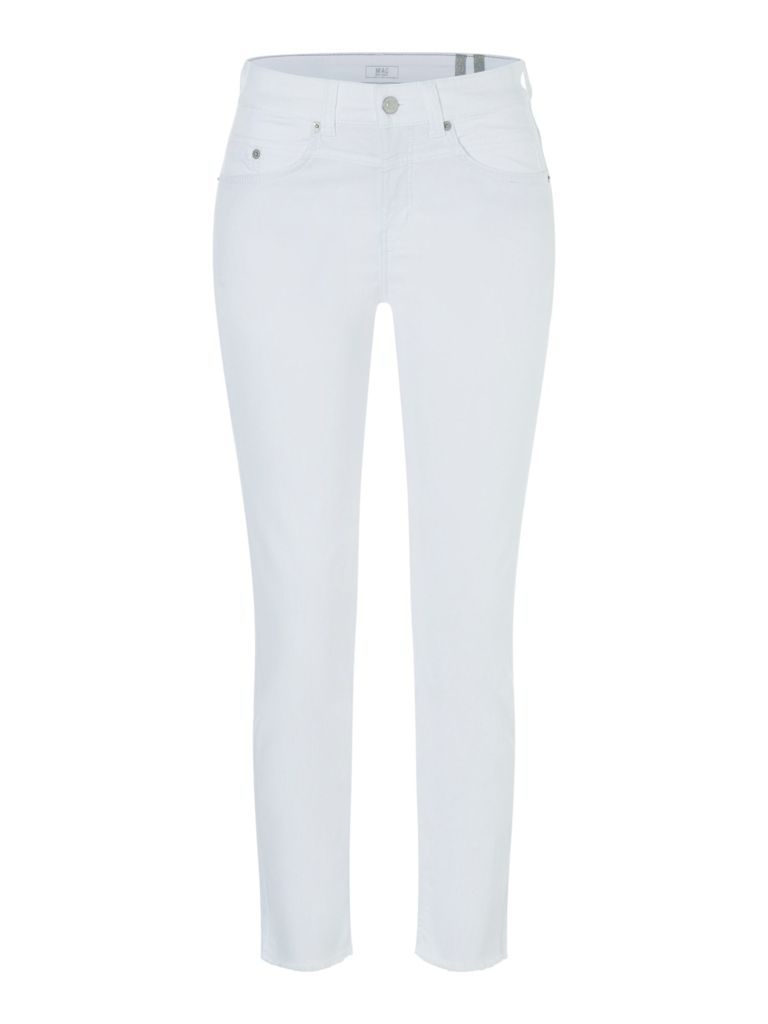 MAC Stretch-Hose weiß, Casual, Baumwolle, Unifarben, Slim Fit, Mittel