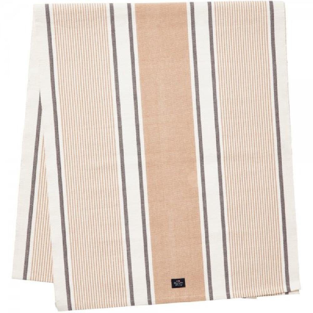 Lexington Tischdecke LEXINGTON Tischläufer Striped Organic Cotton Rib White-Beige (50x250cm