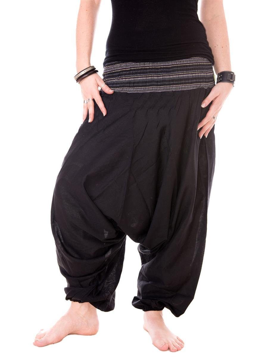 Vishes Haremshose Baumwoll Haremshose mit gestreiftem Bund Orientalisch, Yoga, Festival, Hippie Style