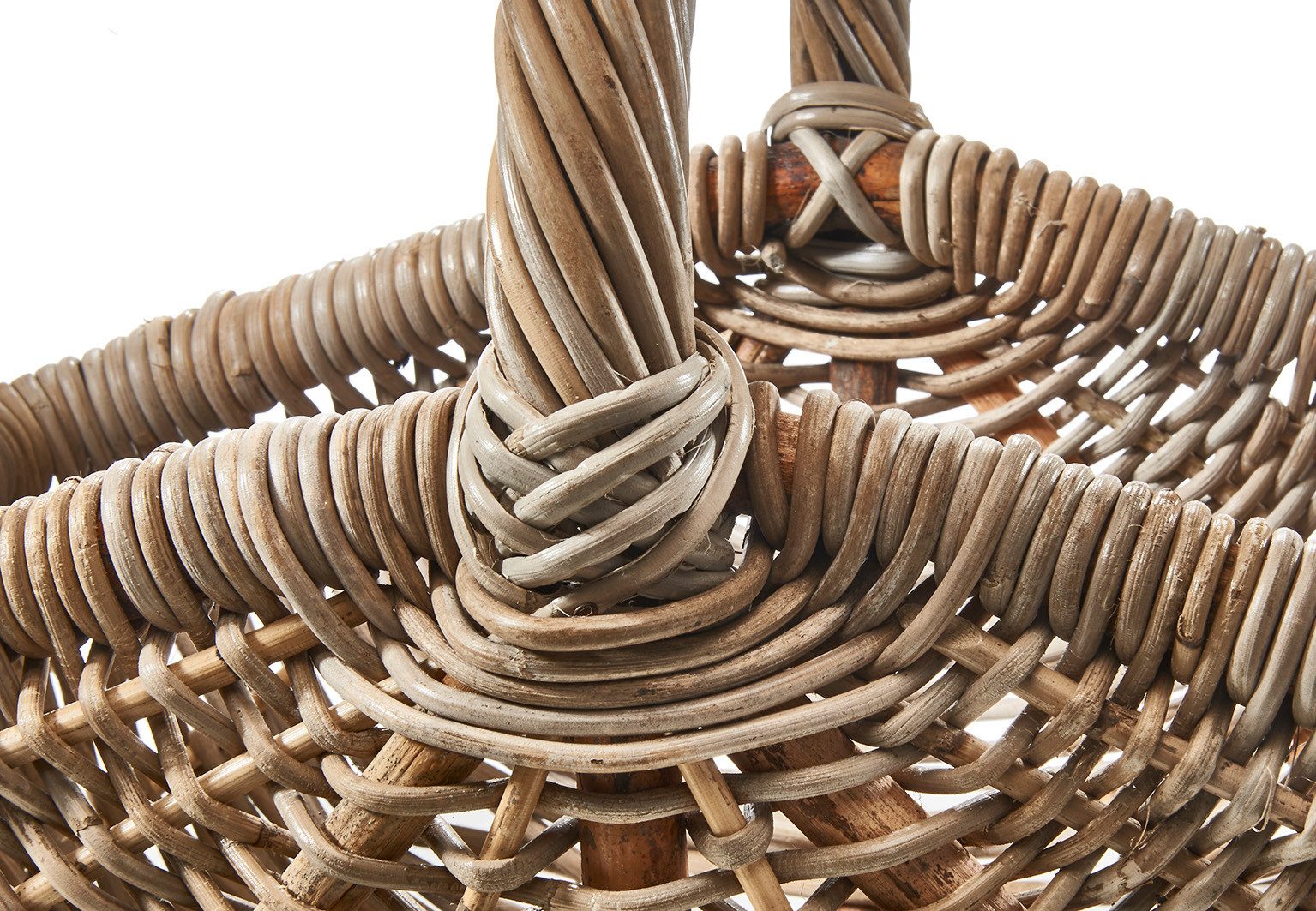 Kobolo Einkaufskorb Korb CLARA mit Henkel aus Rattan in kubu grey