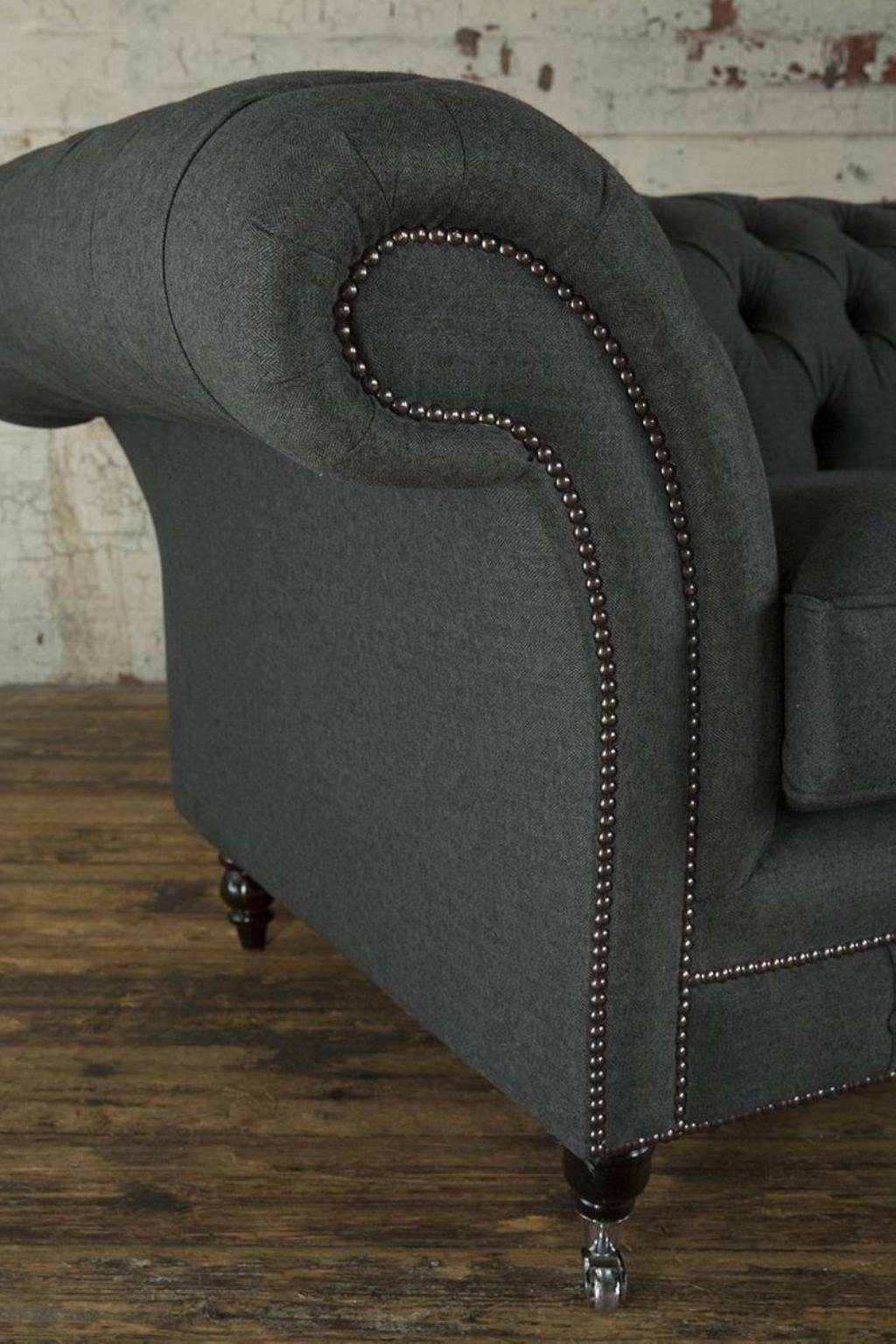 JVmoebel Chesterfield-Sofa, Luxus Sofa Stoff Couch 2 Couchen Polster Textil Chesterfield Sitzer