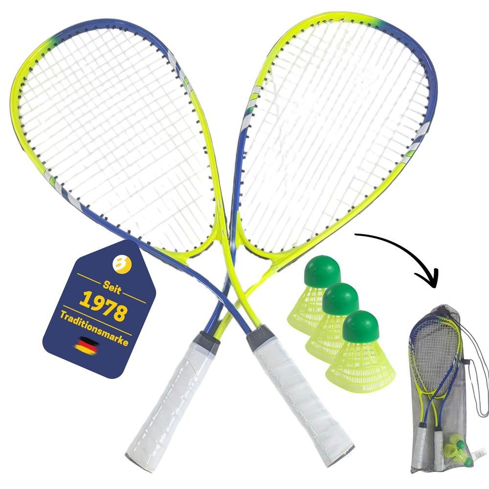 Badmintonschläger Power Badminton Set mit 2 Schlägern und 3 Bällen