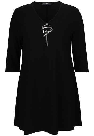 Doris Streich Tunika Long-Shirt mit Reißverschluss mit Reißverschluss