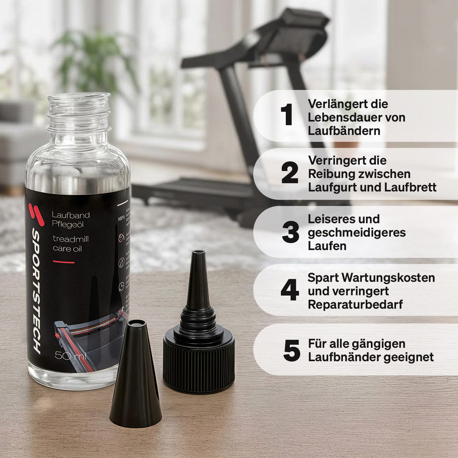 Sportstech Schmierfett Treadmill Care Set 50ml, 50 ml, geruchsfrei, farblos, fettfrei – Bild 3 von 5