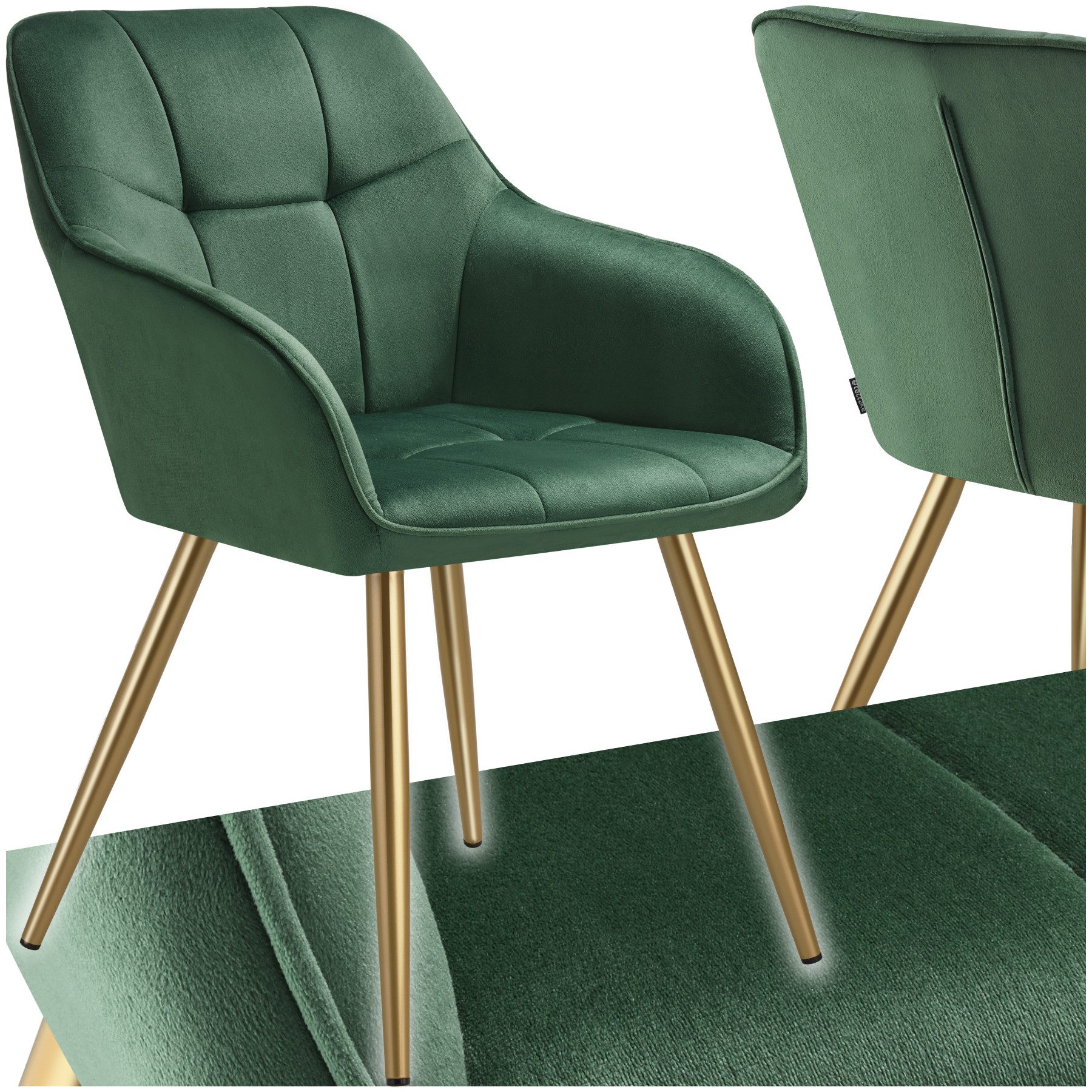 tectake Esszimmerstuhl Stuhl Marilyn, Samtoptik, gesteppt (Set, 1 St), Extr günstig online kaufen