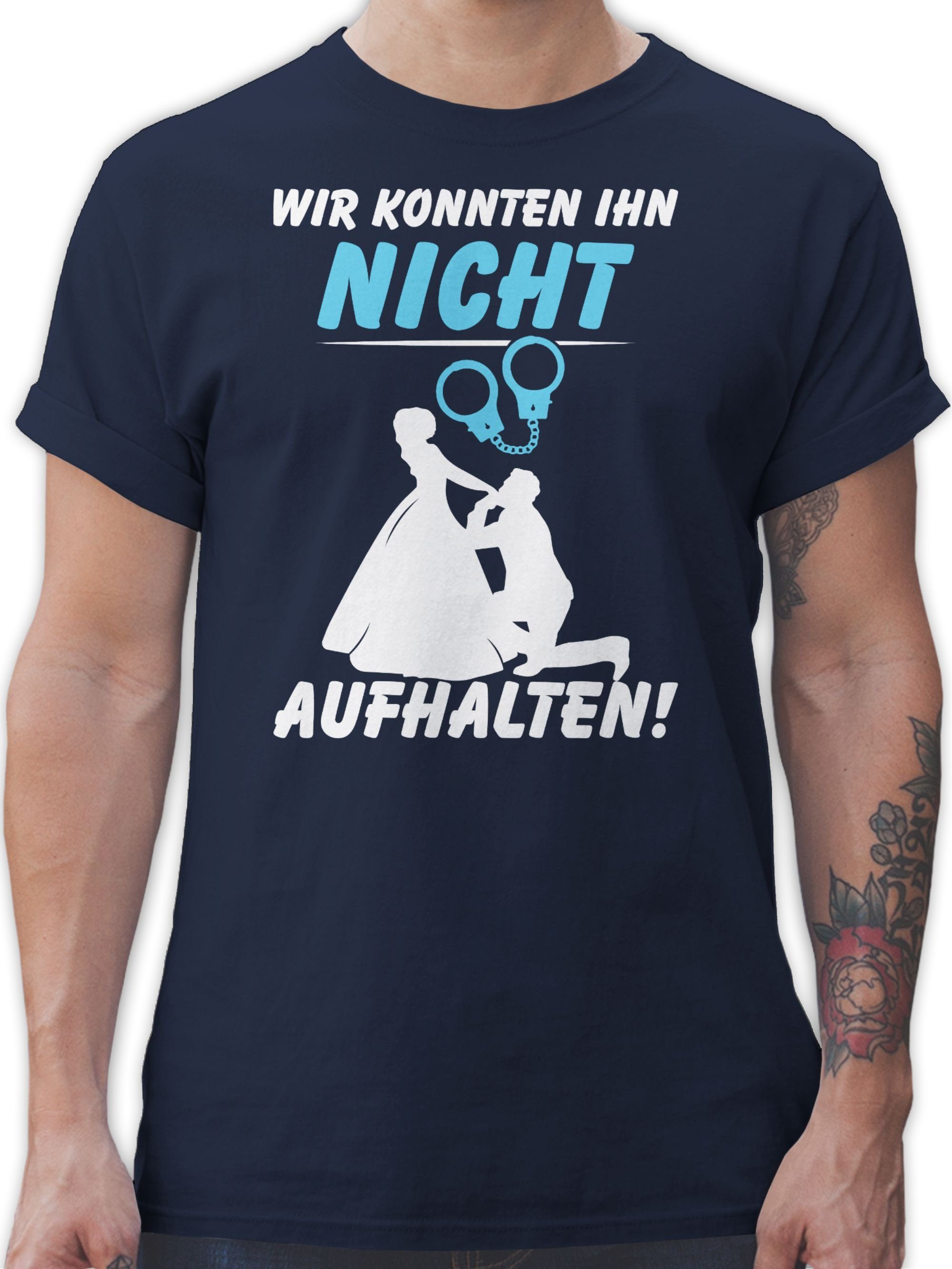 Shirtracer T-Shirt Wir konnten Ihn nicht aufhalten - mit Handschellen JGA Männer 02 Navy Blau