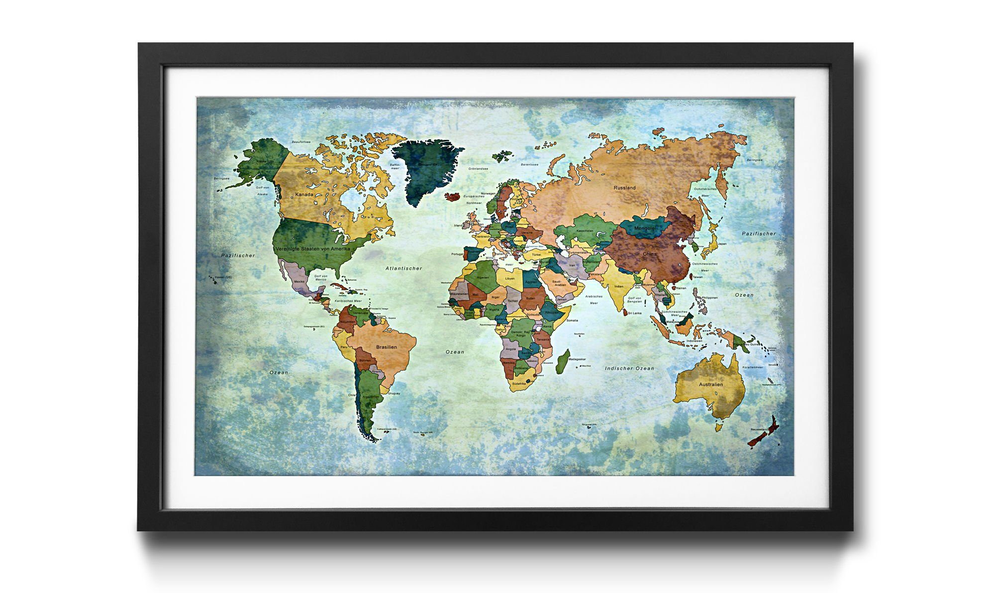 WandbilderXXL Kunstdruck in Old 1, 4 Wandbild, Weltkarte, Größen erhältlich Worldmap