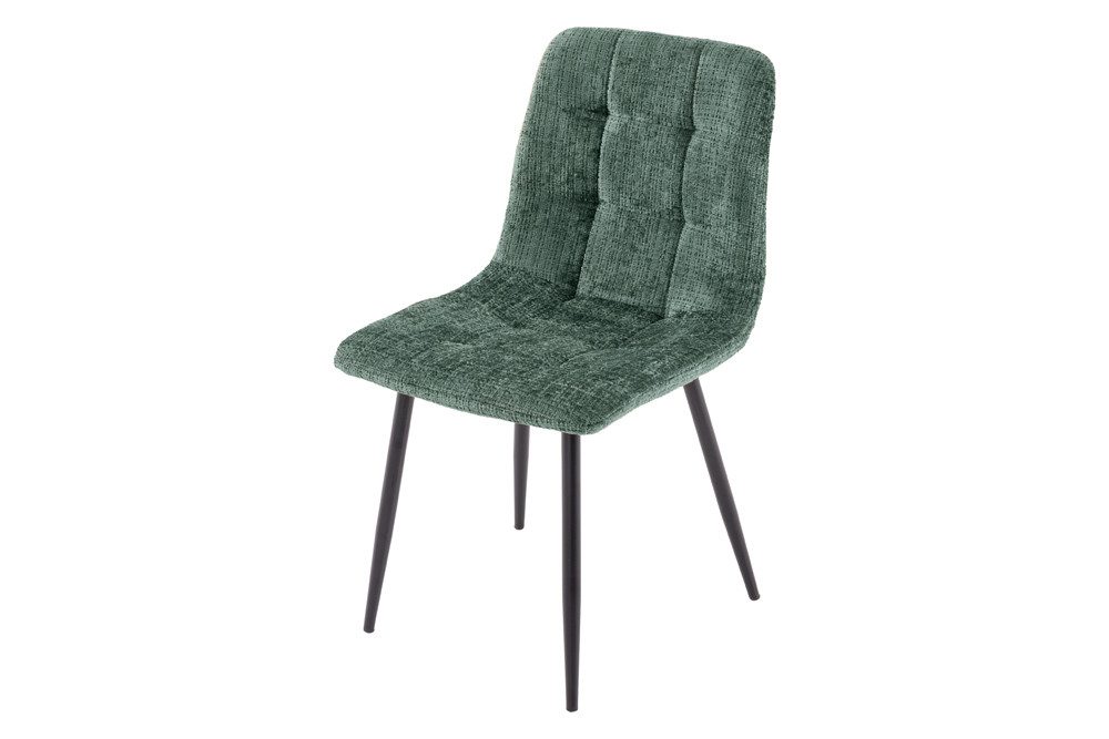 riess-ambiente Esszimmerstuhl TRES CHIC grün / schwarz - Chenille, Metallbeine, Retro, gepolstert (Einzelartikel, 1 St), Stuhl mit Ziersteppung - ideal für Küche, Wohnzimmer & Büro