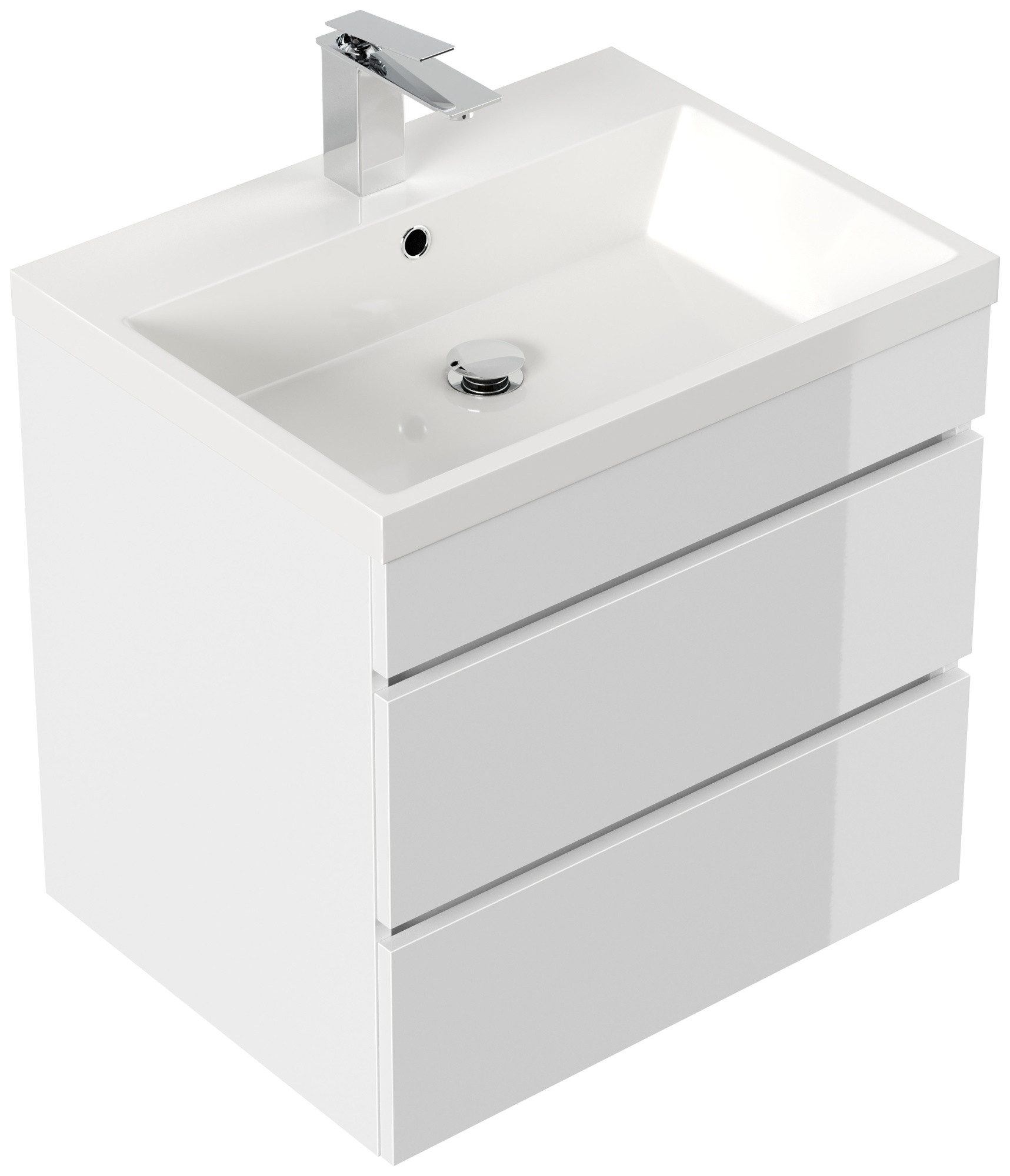 Magnolia Home Waschtisch Badmöbel Via 60 SoftClose weiss hochglanz mit grifflosen Schubladen