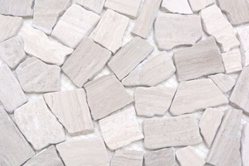 Mosani Mosaikfliesen Mosaik Bruch Marmor Naturstein Grau Streifen hellgrau silber Küche