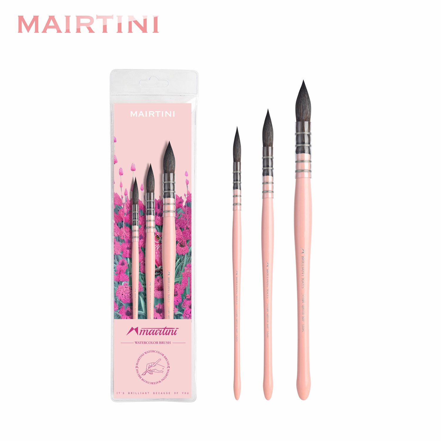 Mairtini Pinsel Set - 3 Pinsel (Größe 0 / 2 / 4) aus hochweertuigem Synthetikhaar, (3 St), für feine Details, Miniaturmalerei & präzise Strichführung