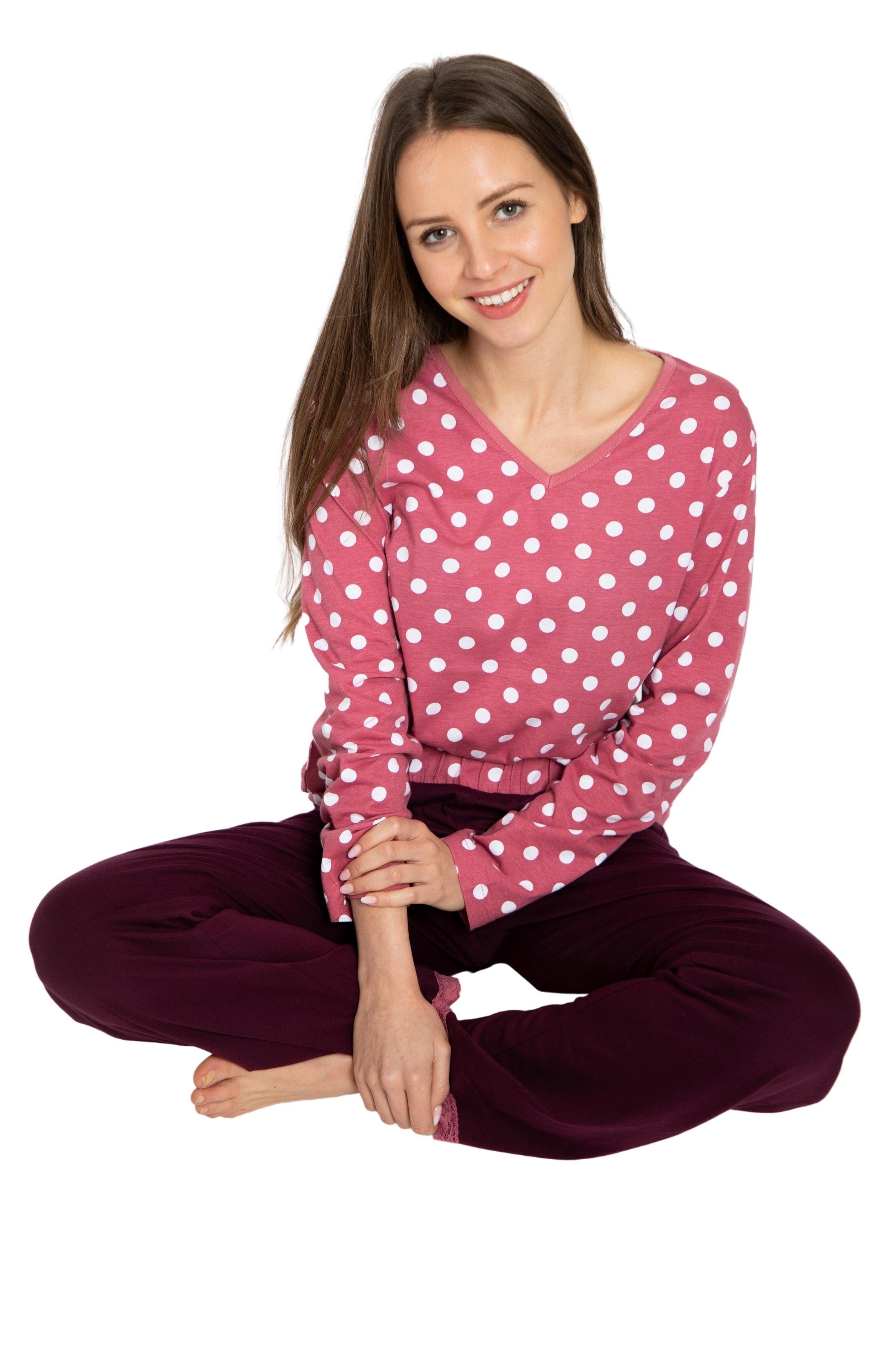 Schlafanzug Damen kirsch reiner DW990G (Packung) aus Pyjama Pyjama Consult-Tex Baumwolle