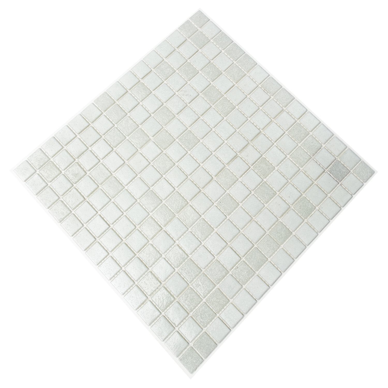 Mosafil Mosaikfliesen Glasmosaik Fliesen Weiss Mix, Glas 32.700x30.500, weiß-grau, Verlegefertig auf ein Netz geklebt - Frostsicher - Wasserfest