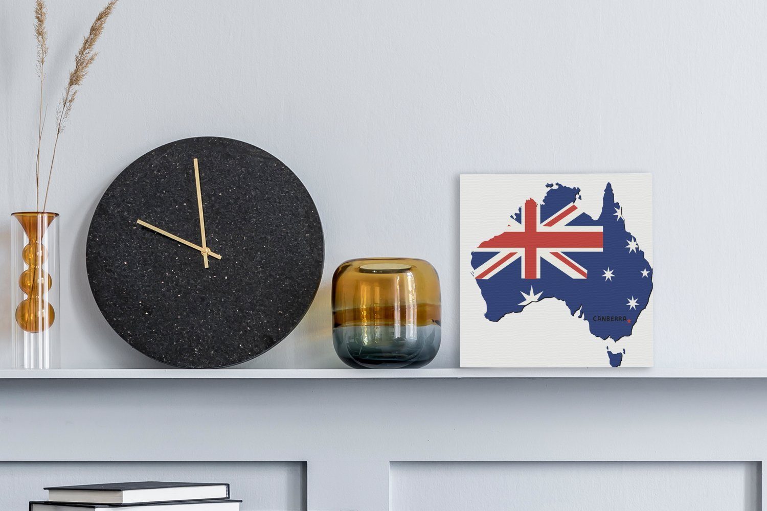 Illustration Karte Schlafzimmer OneMillionCanvasses® mit Eine Australien von für Bilder Leinwand der Wohnzimmer Farben, Canberra den (1 und St), Leinwandbild
