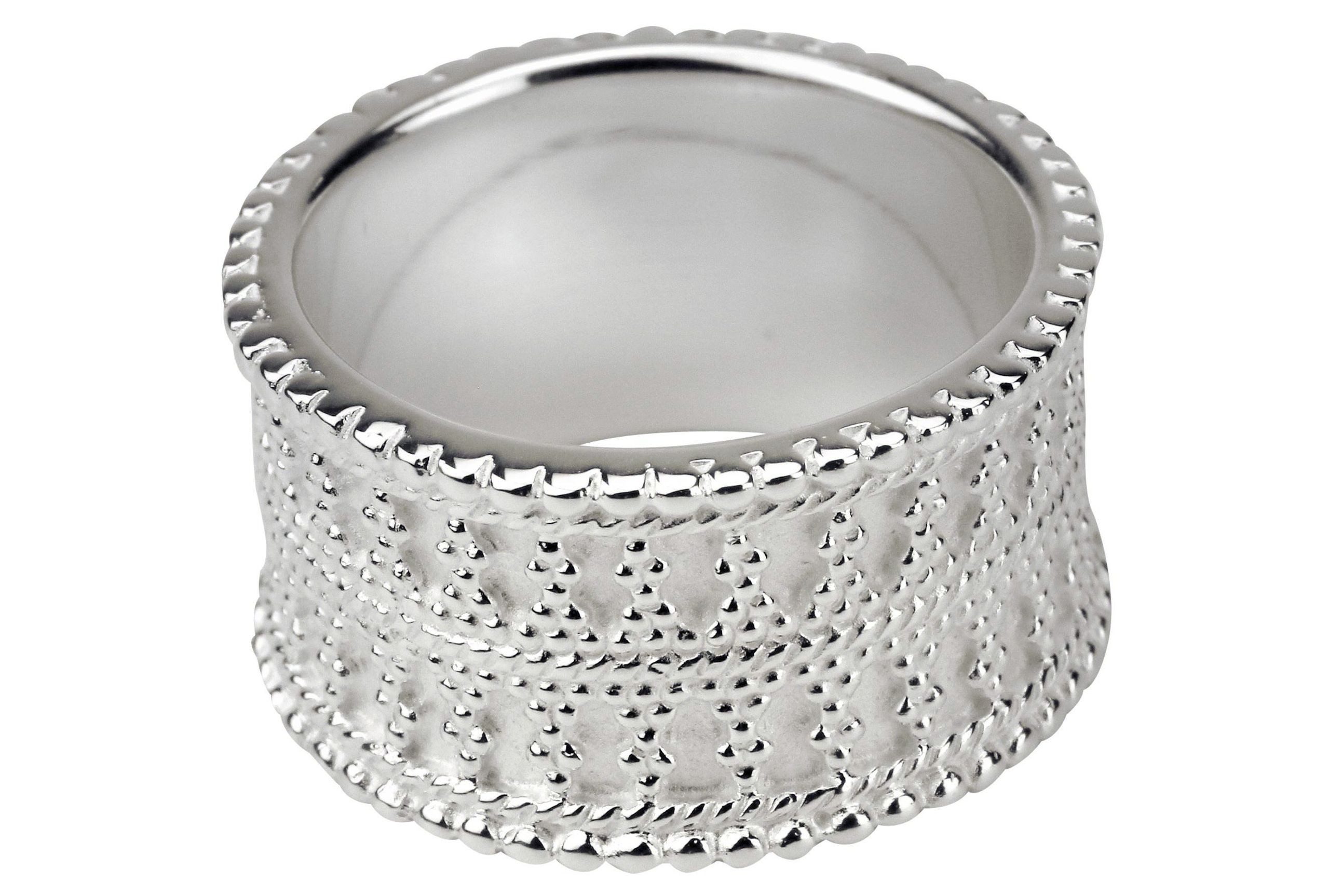 SILBERMOOS Silberring Ring mit doppeltem Ornamentband, 925 Sterling Silber