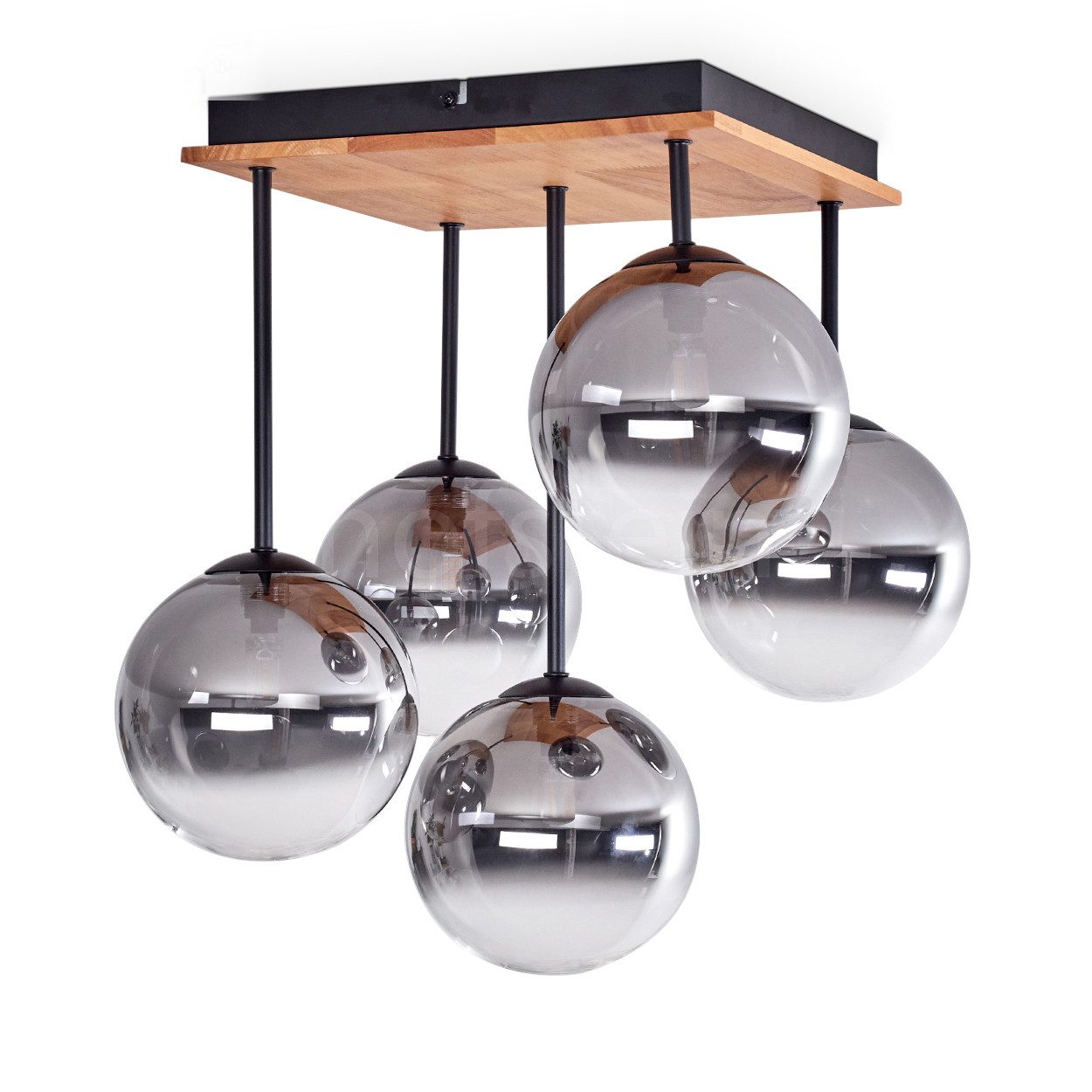 hofstein Deckenleuchte Deckenlampe aus Metall/Holz/Glas in günstig online kaufen